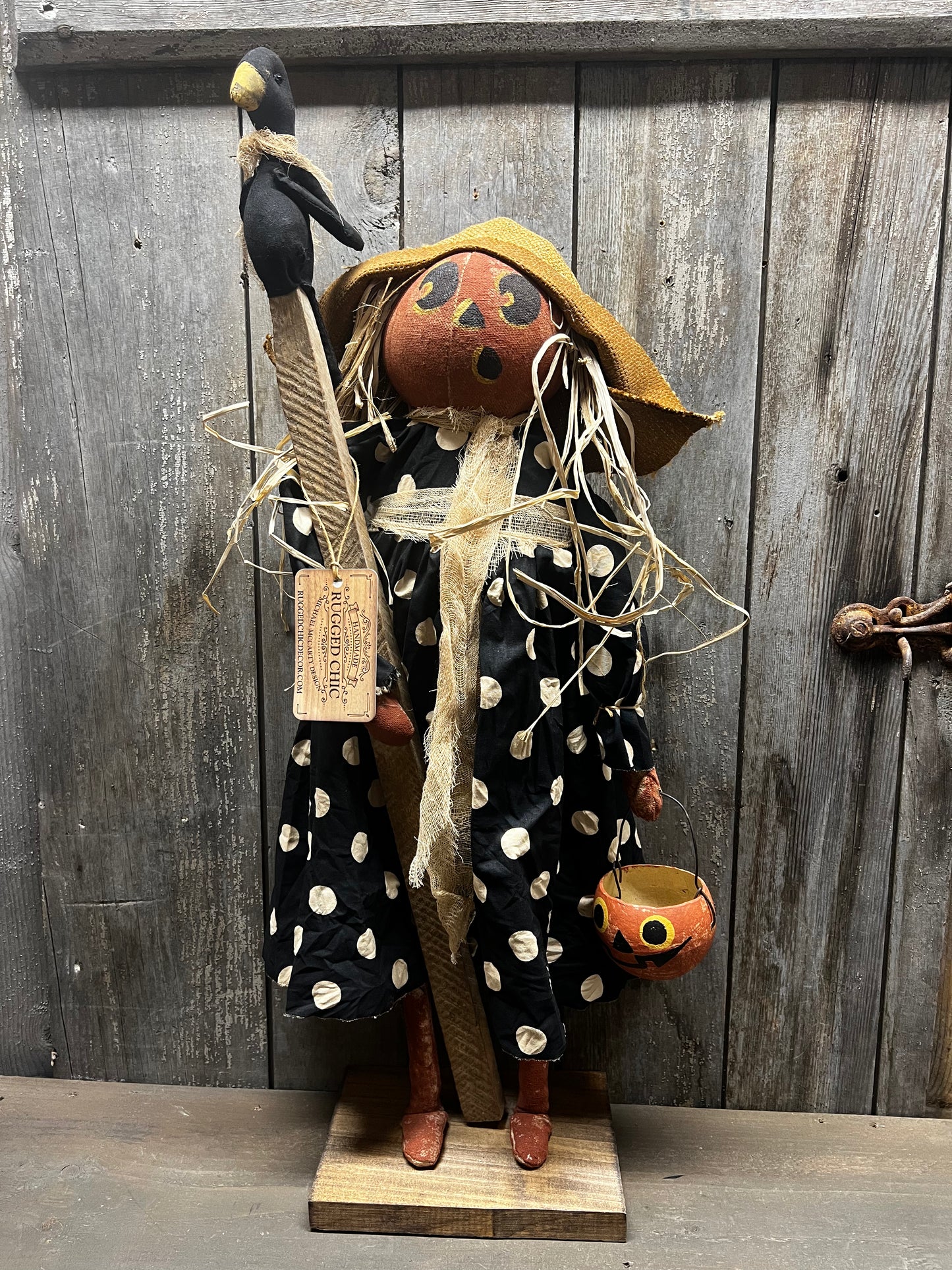 Pumpkin Girl, 28", SCARECROW & CROW/ POLKA DOT