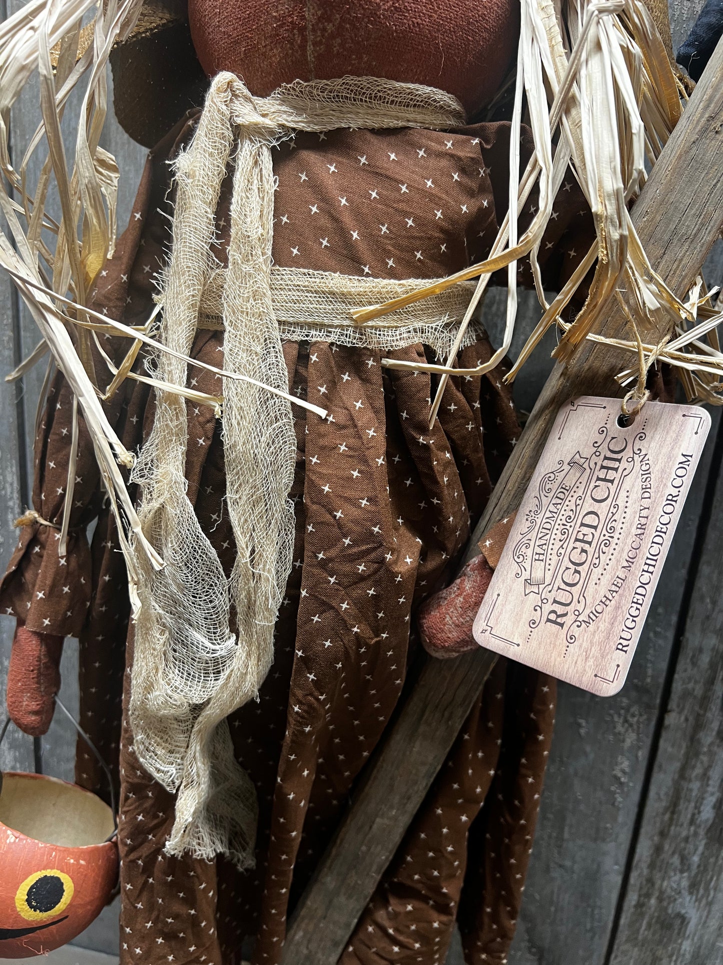 Pumpkin Girl, 28", SCARECROW & CROW/ BROWN DRESS