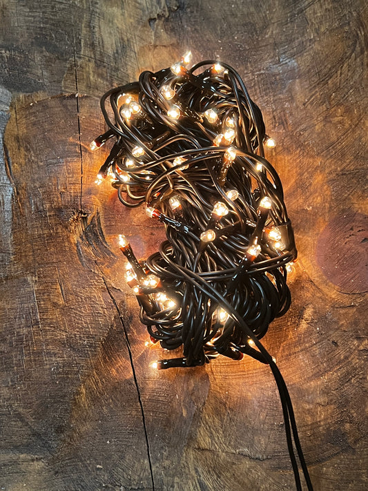 Teeny Bulbs, Brown Wire, 100 Count, WARM WHITE