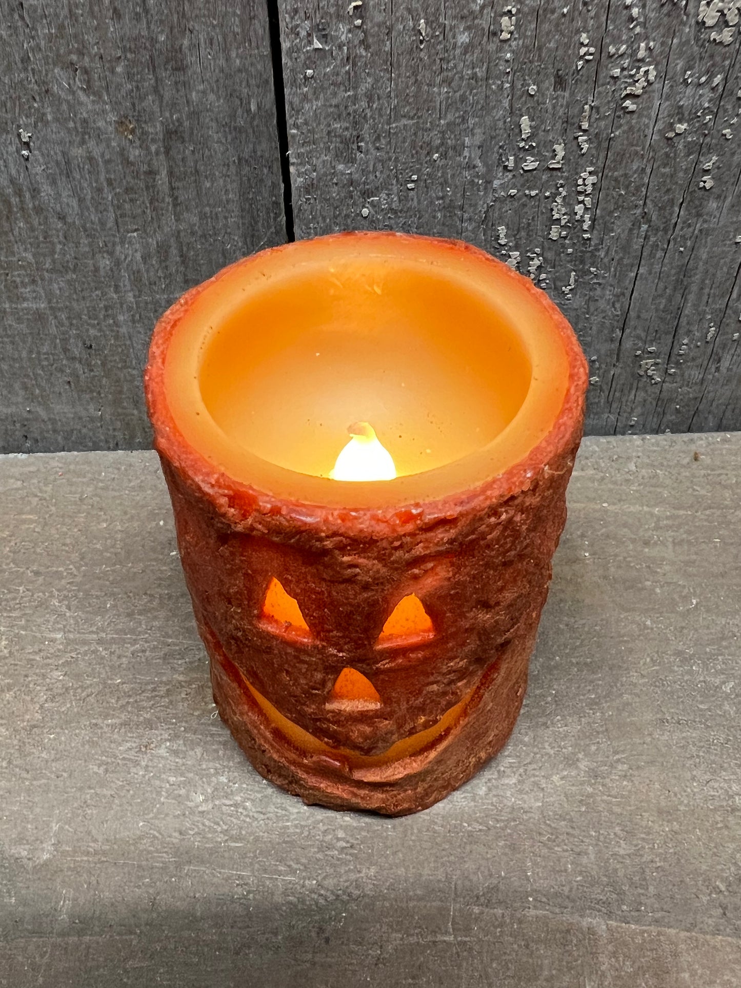 Candle, Pillar, Timer, 3”, JACK-O-LANTERN