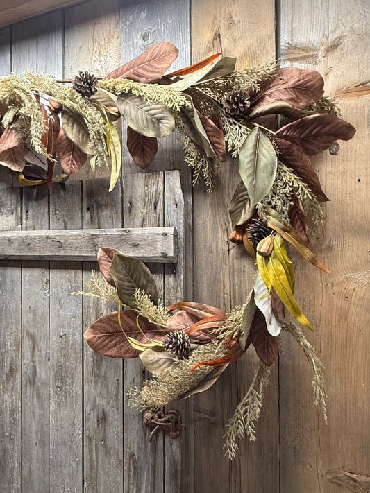 Garland, 9', MAGNOLIA LEAF & PINECONE