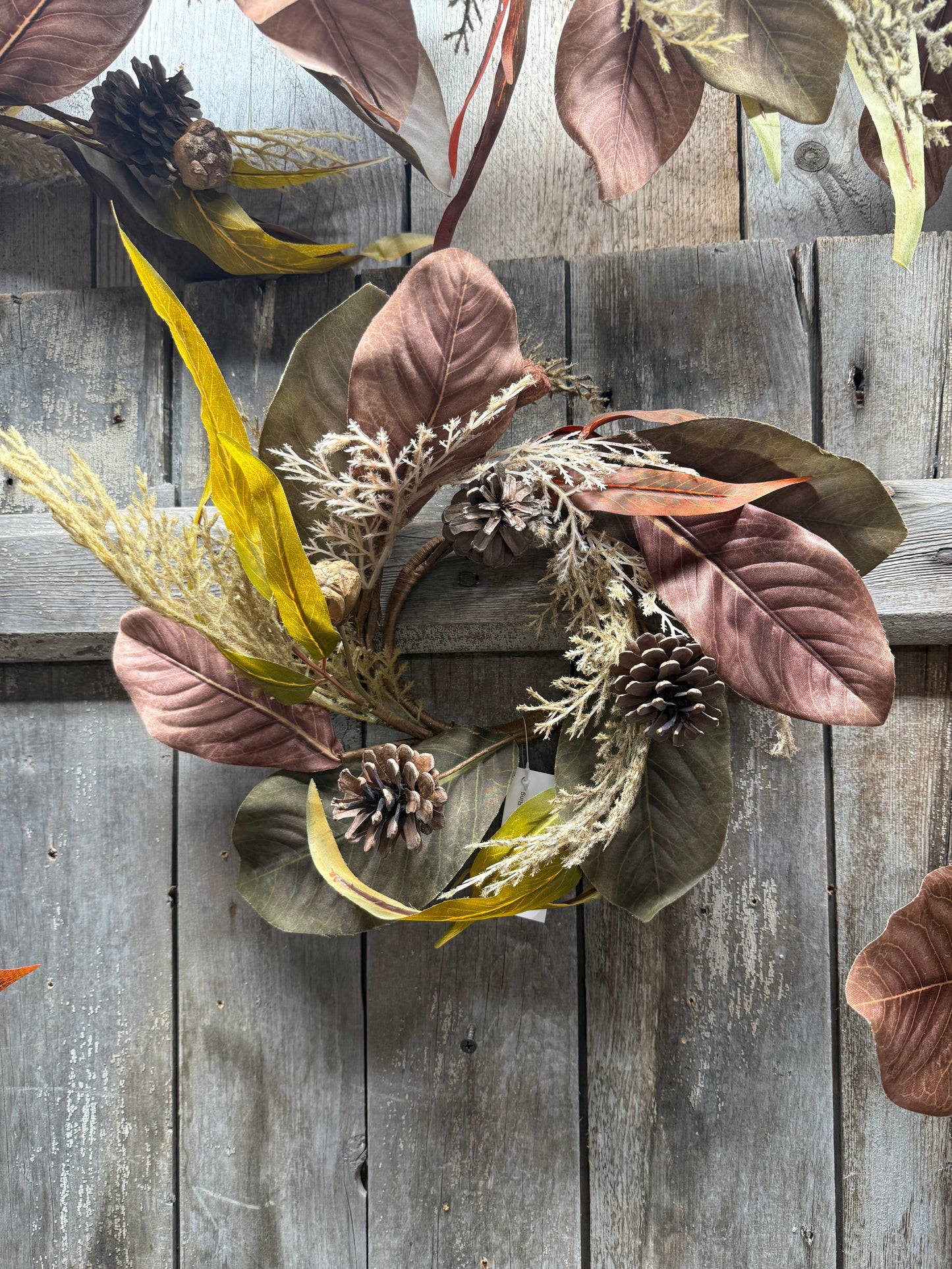 Candle Ring, 4" Inner Ring, MAGNOLIA LEAF & PINECONE