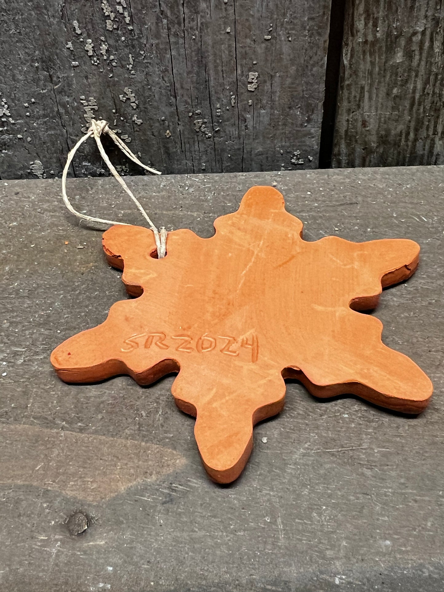 Ornament, Redware, Snowflake, CLAY/MUSTARD