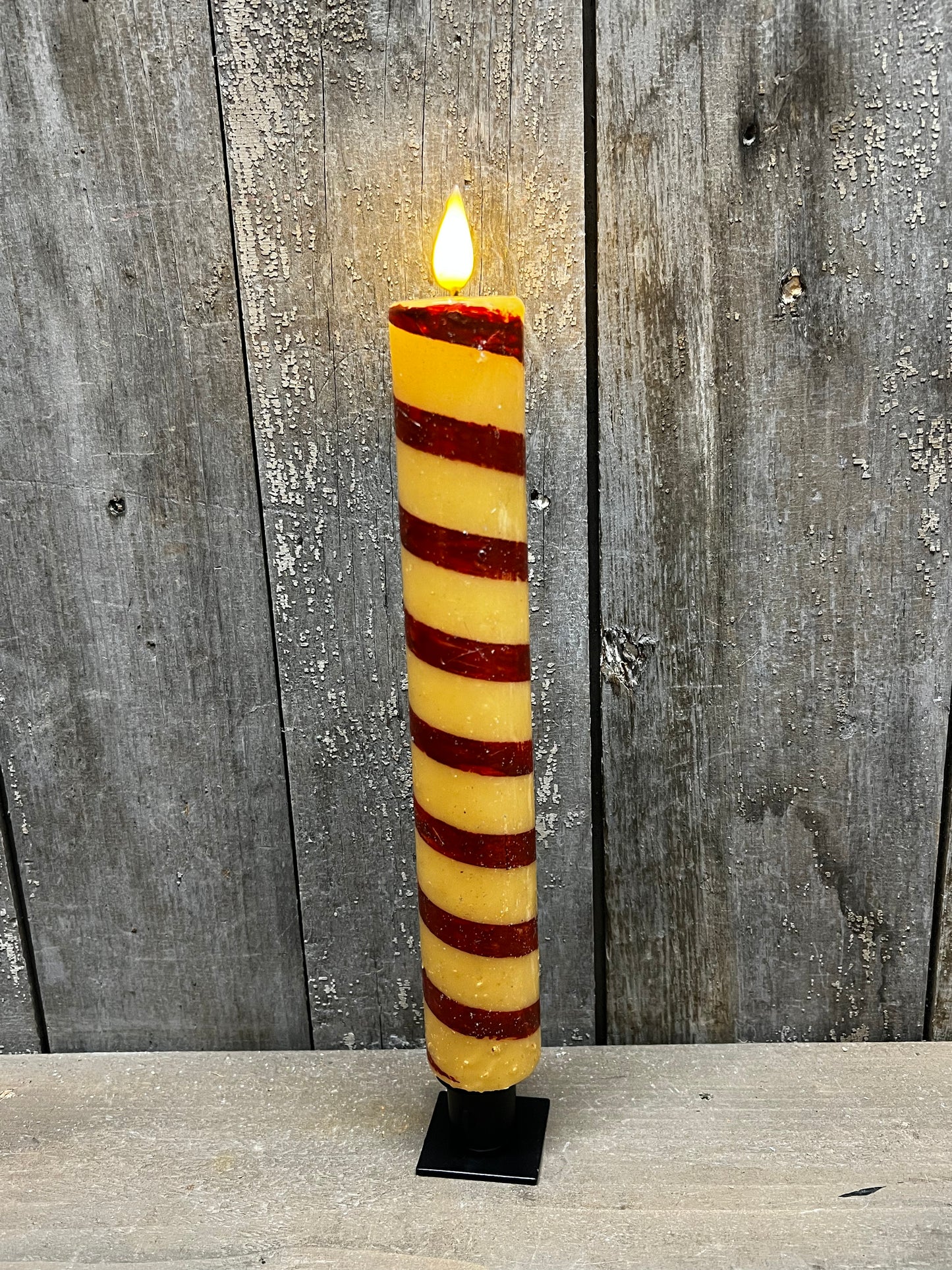 Candle, Thick Taper, Timer, 11.25", CANDY CANE