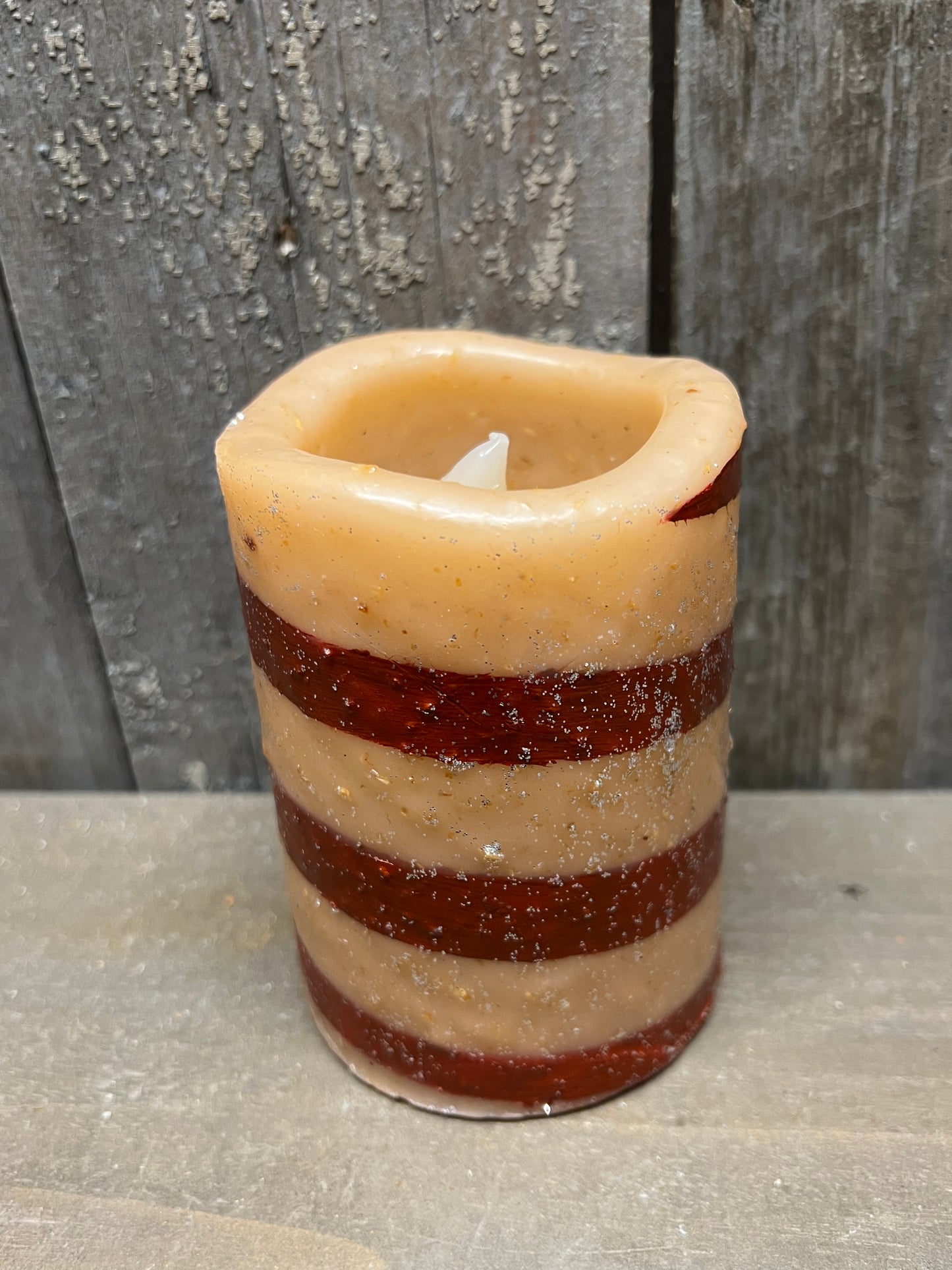 Thick Pillar, TIMER, 4”, CANDY CANE