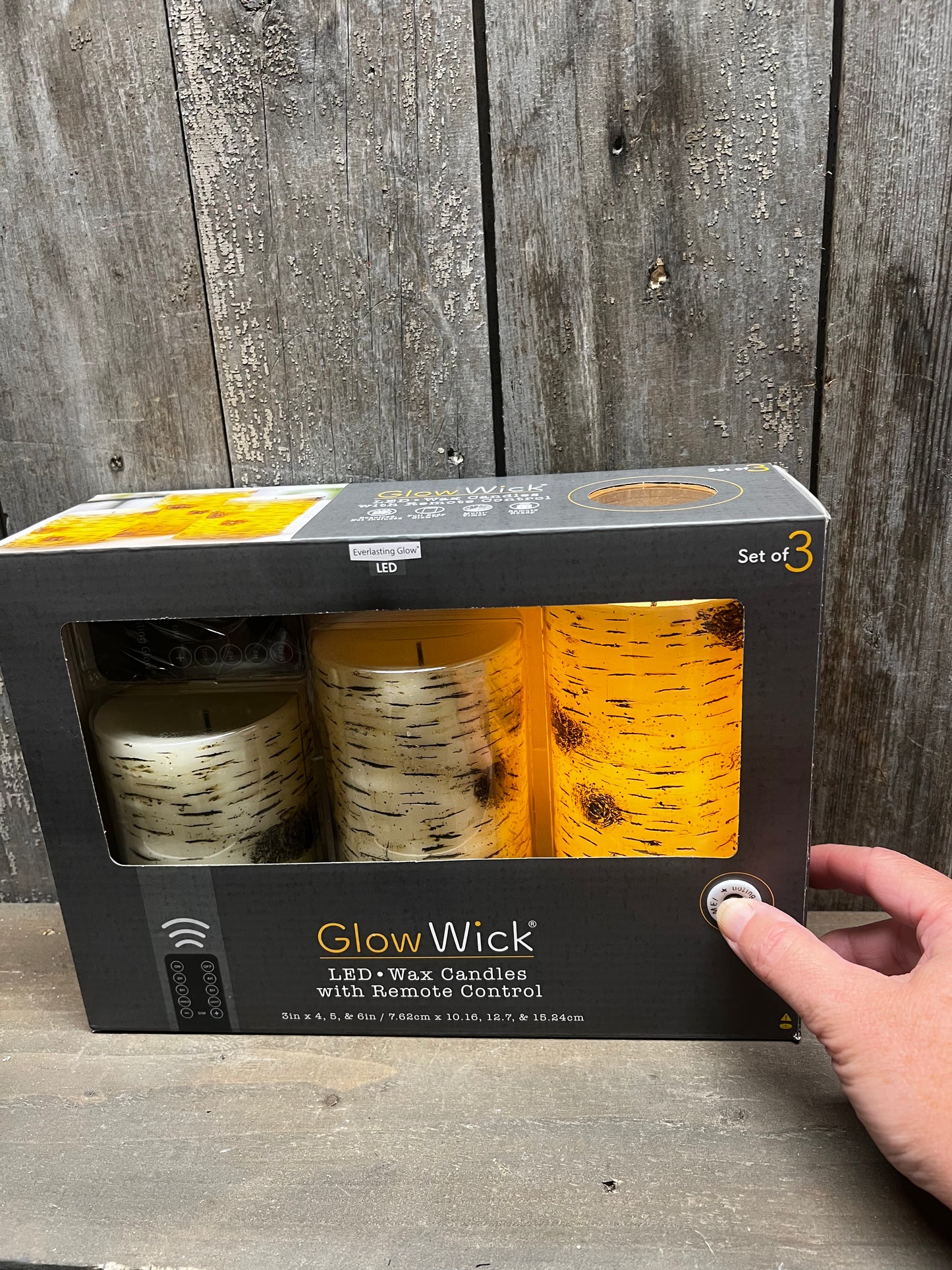 Birch Pillars, Set/3, BATTERY/TIMER/REMOTE