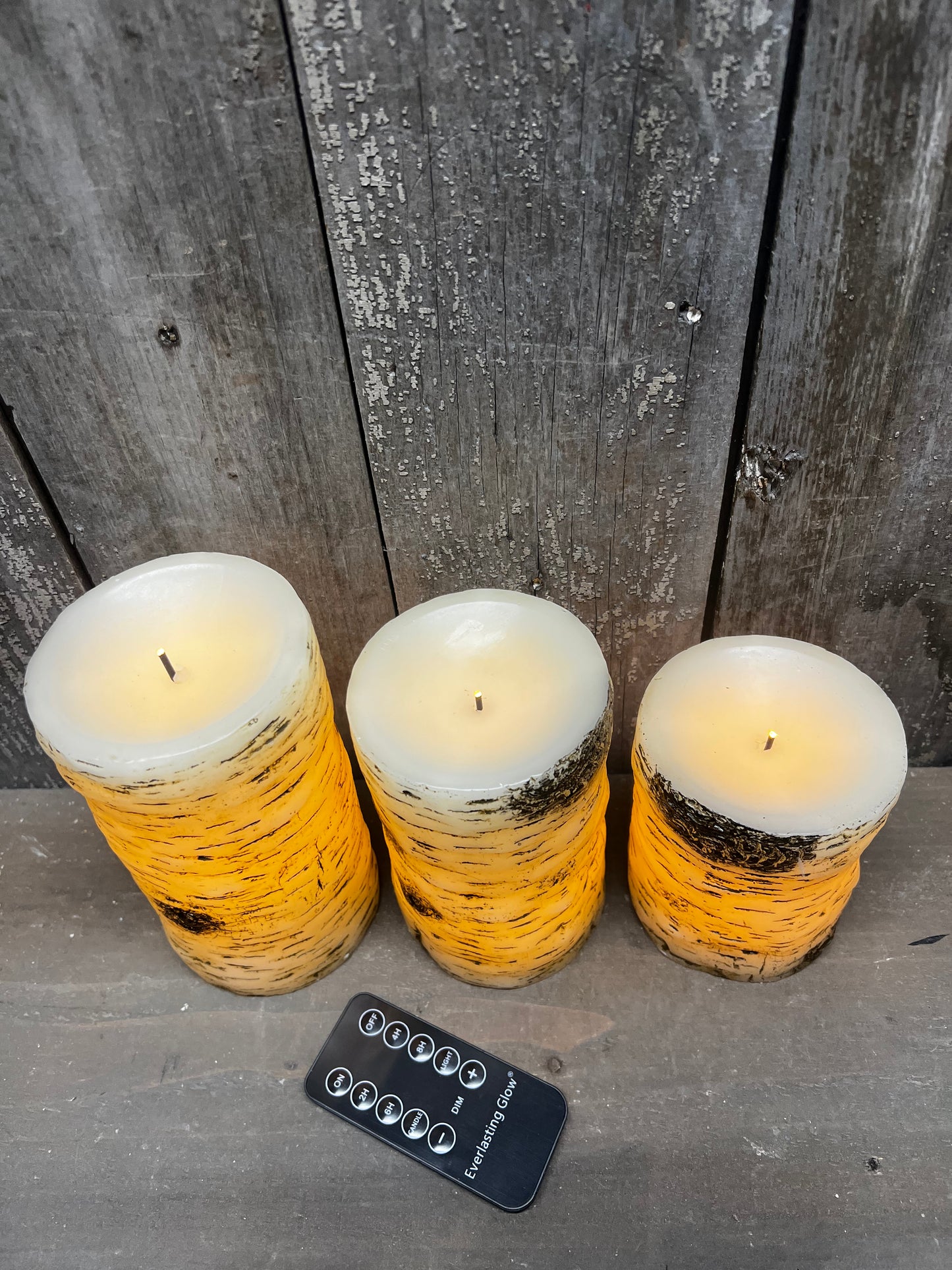 Birch Pillars, Set/3, BATTERY/TIMER/REMOTE