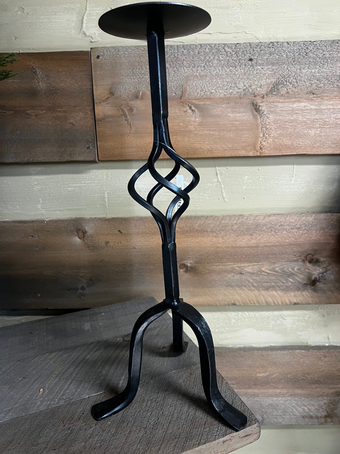 Candle Holder, Pillar, 15", WROUGHT IRON