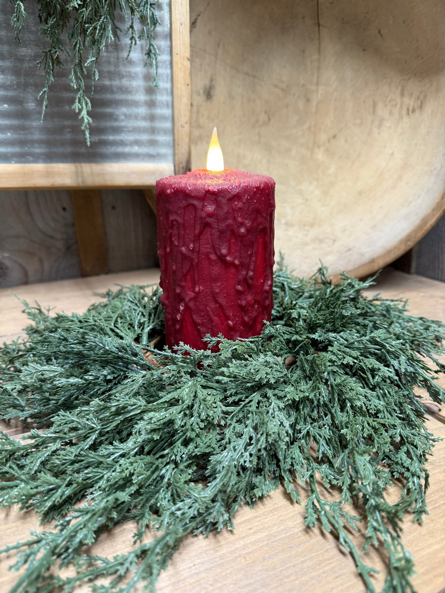 Candle Ring, 4.5" Inner Ring, DARK GREEN JUNIPER