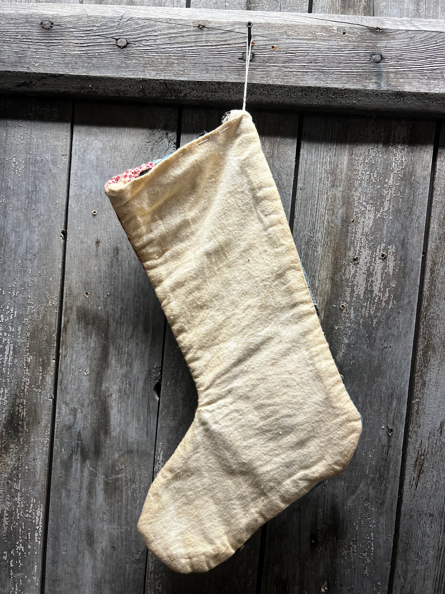 Stocking, Make Do, OLD QUILT