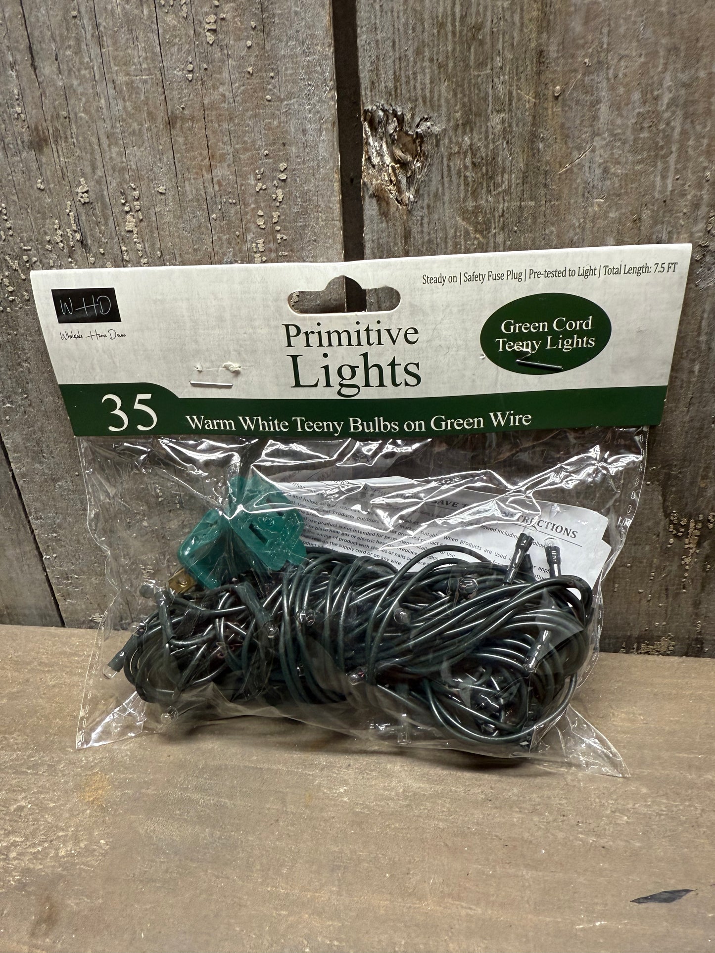 Teeny Bulbs, Green Wire, 35 Count, WARM WHITE