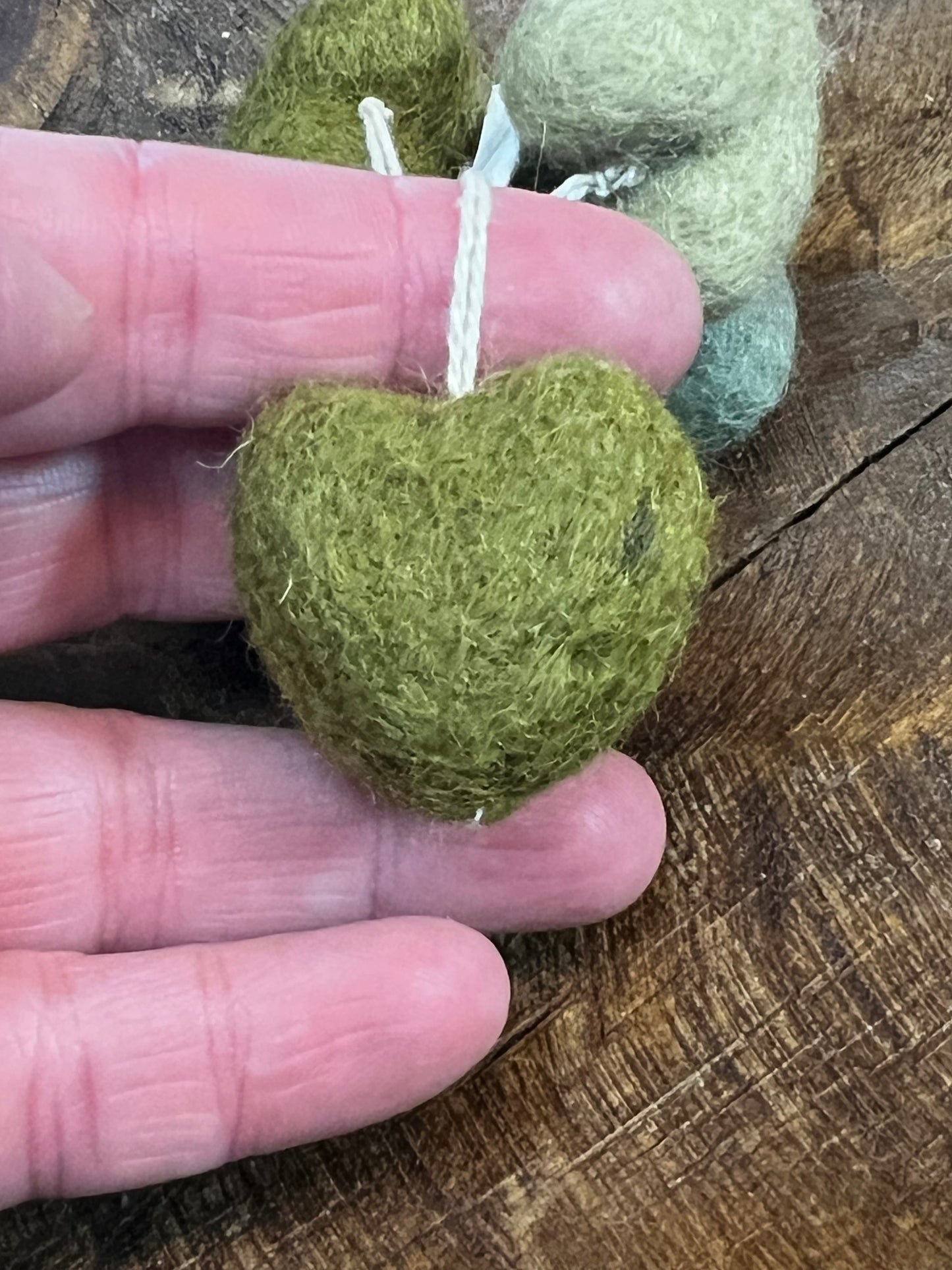 Ornament, Set/6, Mini Hearts, SAGE GREEN