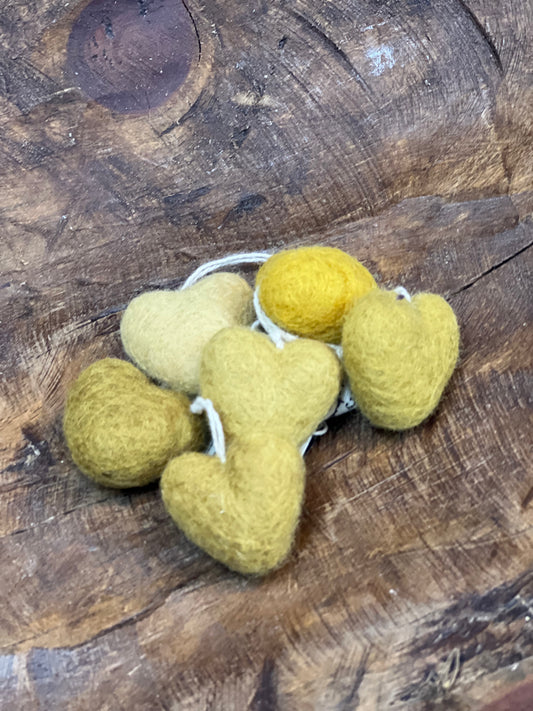Ornament, Set/6, Mini Hearts, OCHRE