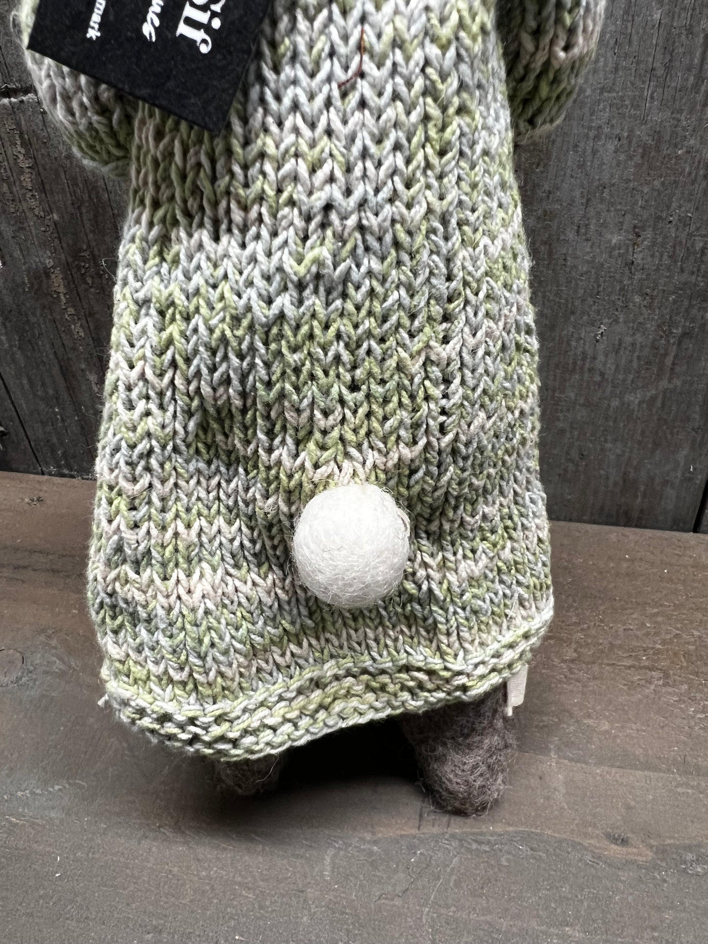 Bunny, Large Felted, GREY DRESS W/ BLUE FLOWER