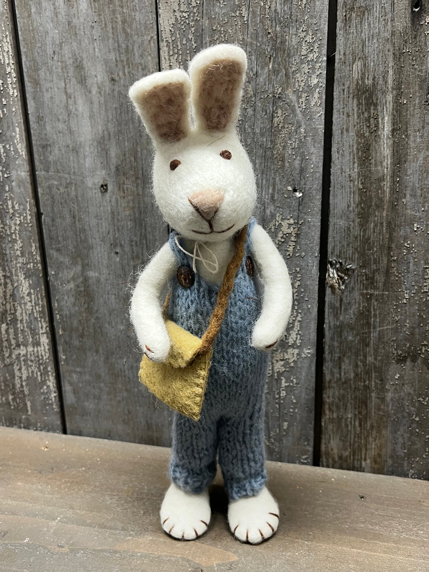 Bunny, Large Felted, BLUE PANTS & BAG