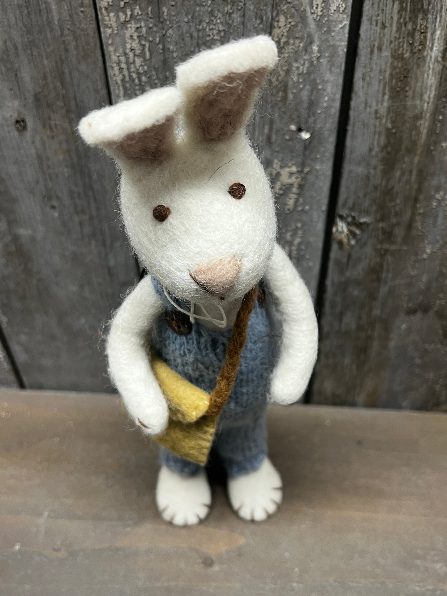 Bunny, Large Felted, BLUE PANTS & BAG