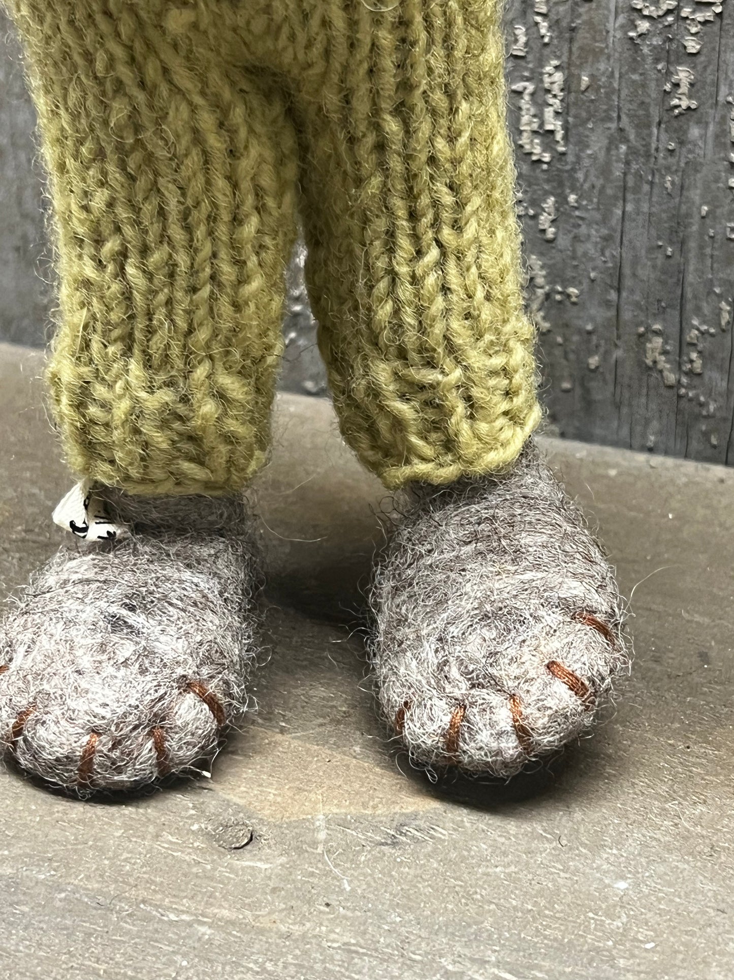 Bunny, Large Felted, GREY,SAGE PANTS & CARROT