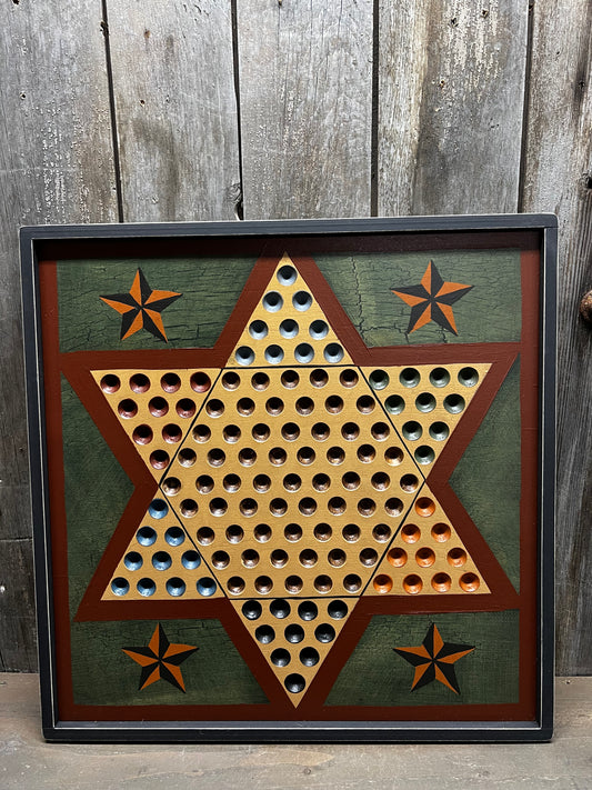 Game Board, 17.5", CHINESE CHECKERS, BARN STARS
