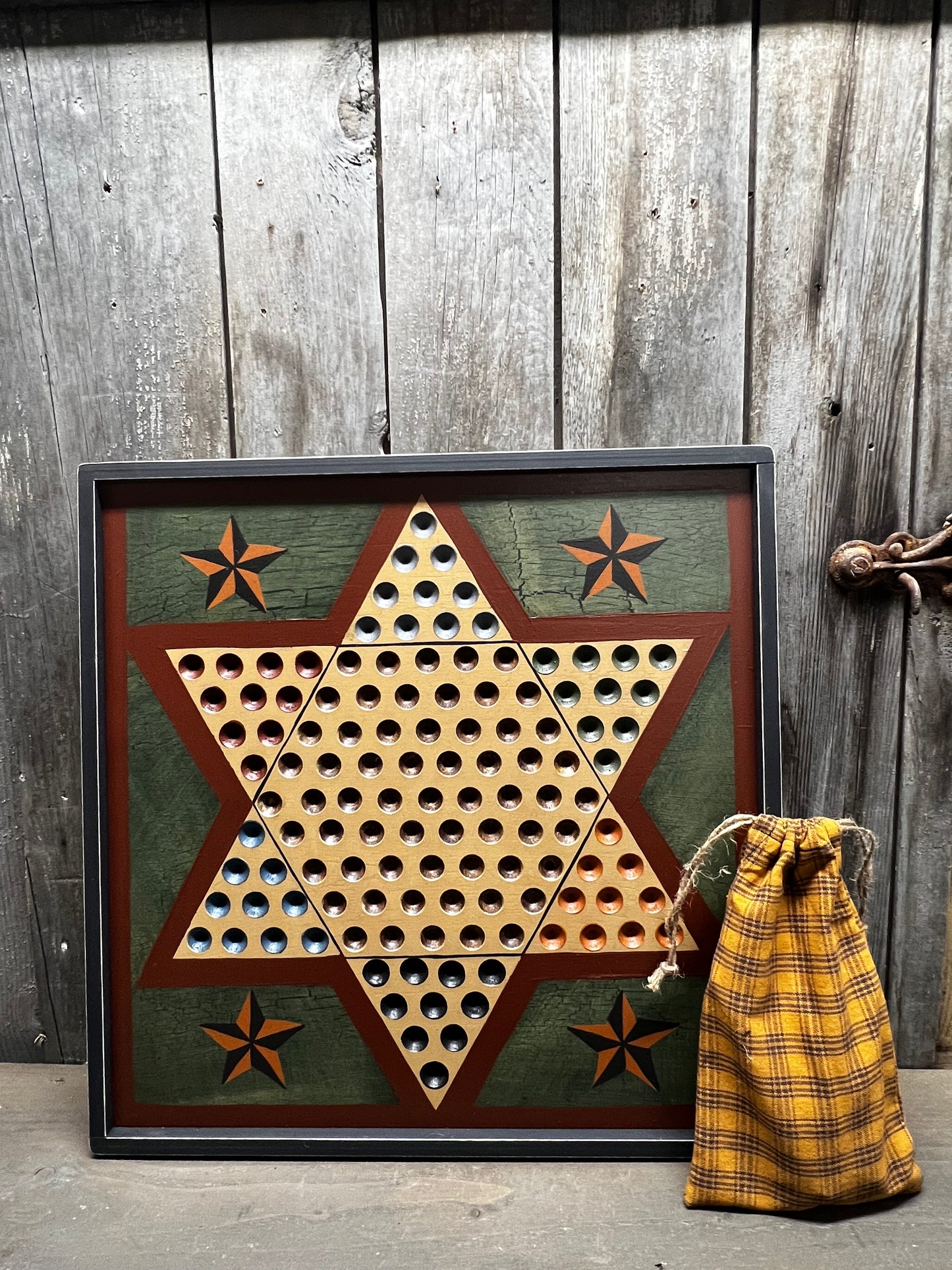 Game Board, 17.5", CHINESE CHECKERS, BARN STARS