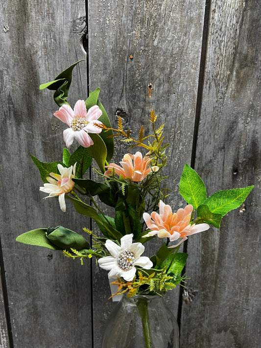 Branch, 18", PEACH/PINK DAISIES