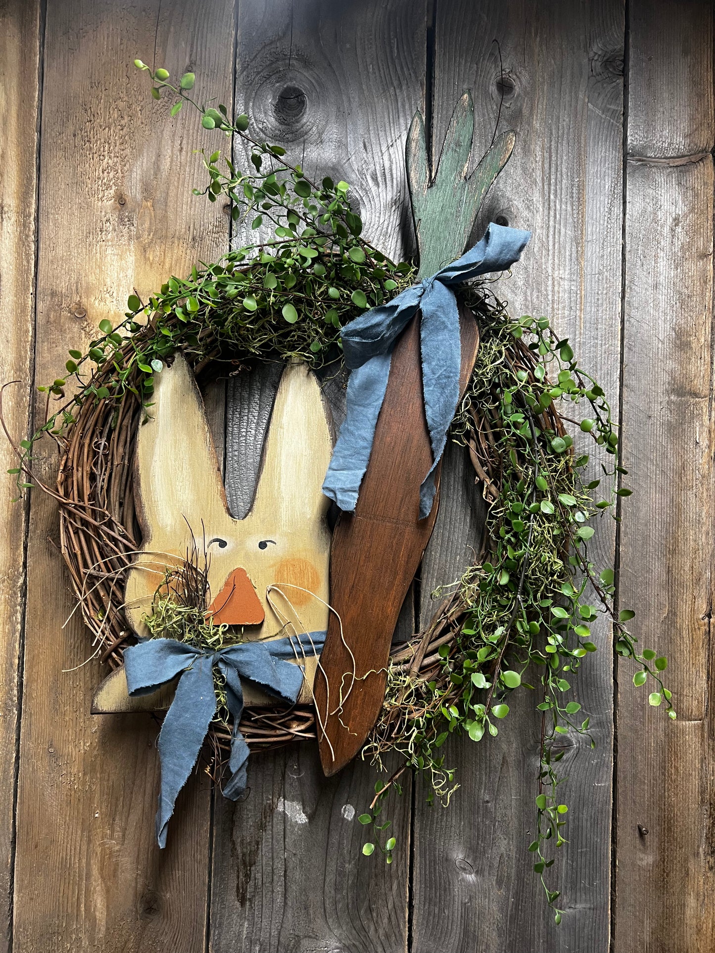 Wreath, 20", RABBIT & CARROT, BLACK or TAN