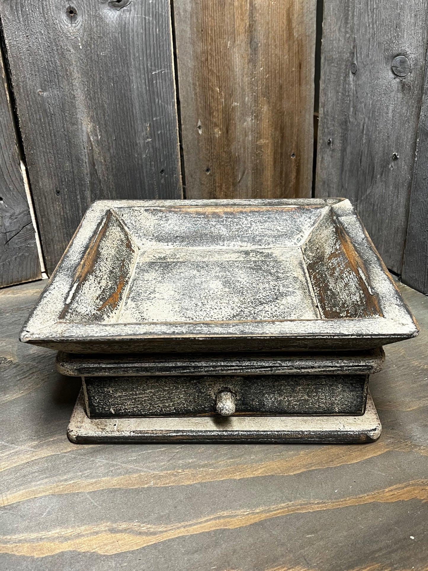 Wooden Candle Tray/Drawer, 12x12, OLDE IVORY