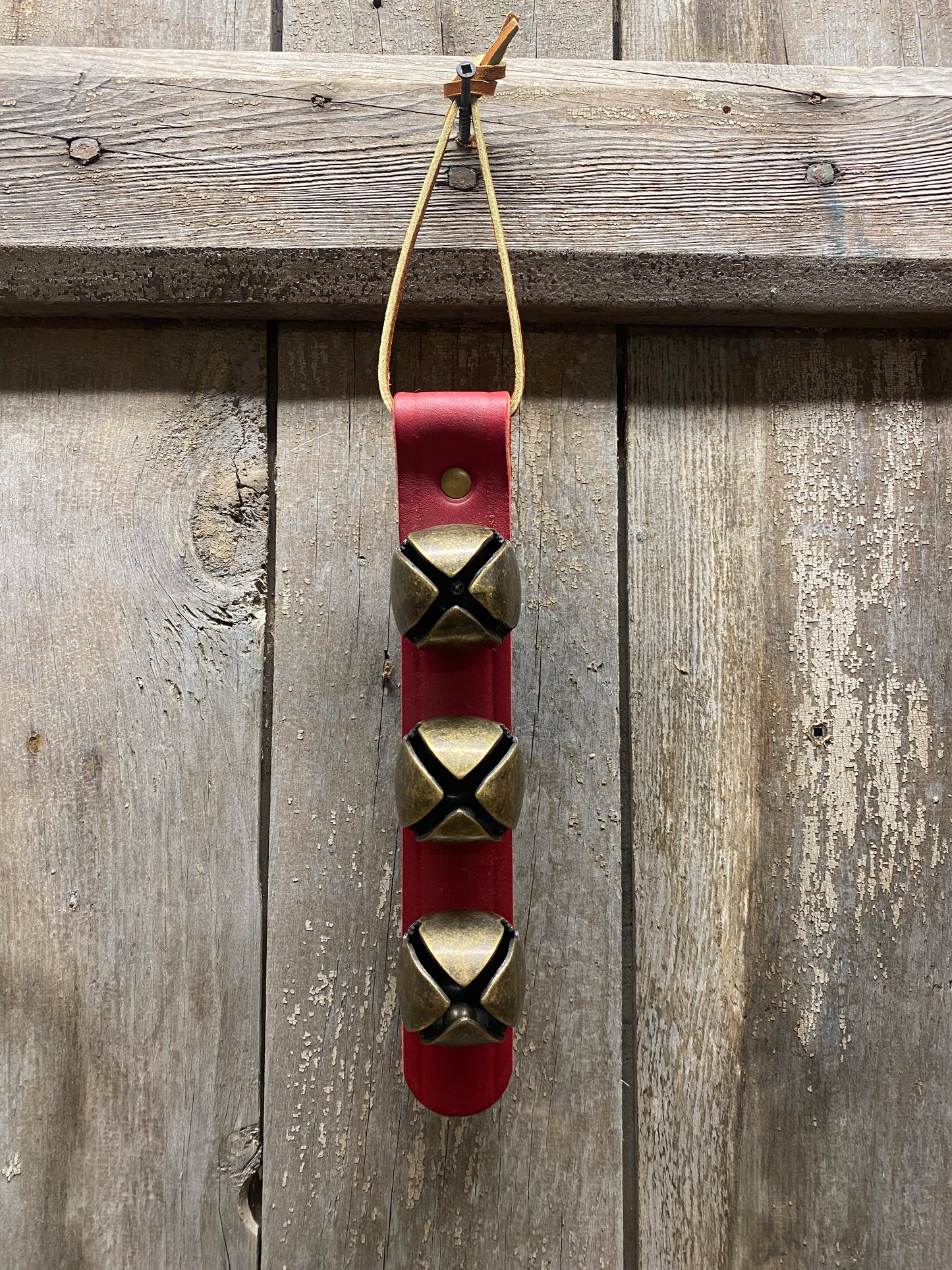 3 Bell Strap, BARN RED/ANTIQUE BRASS