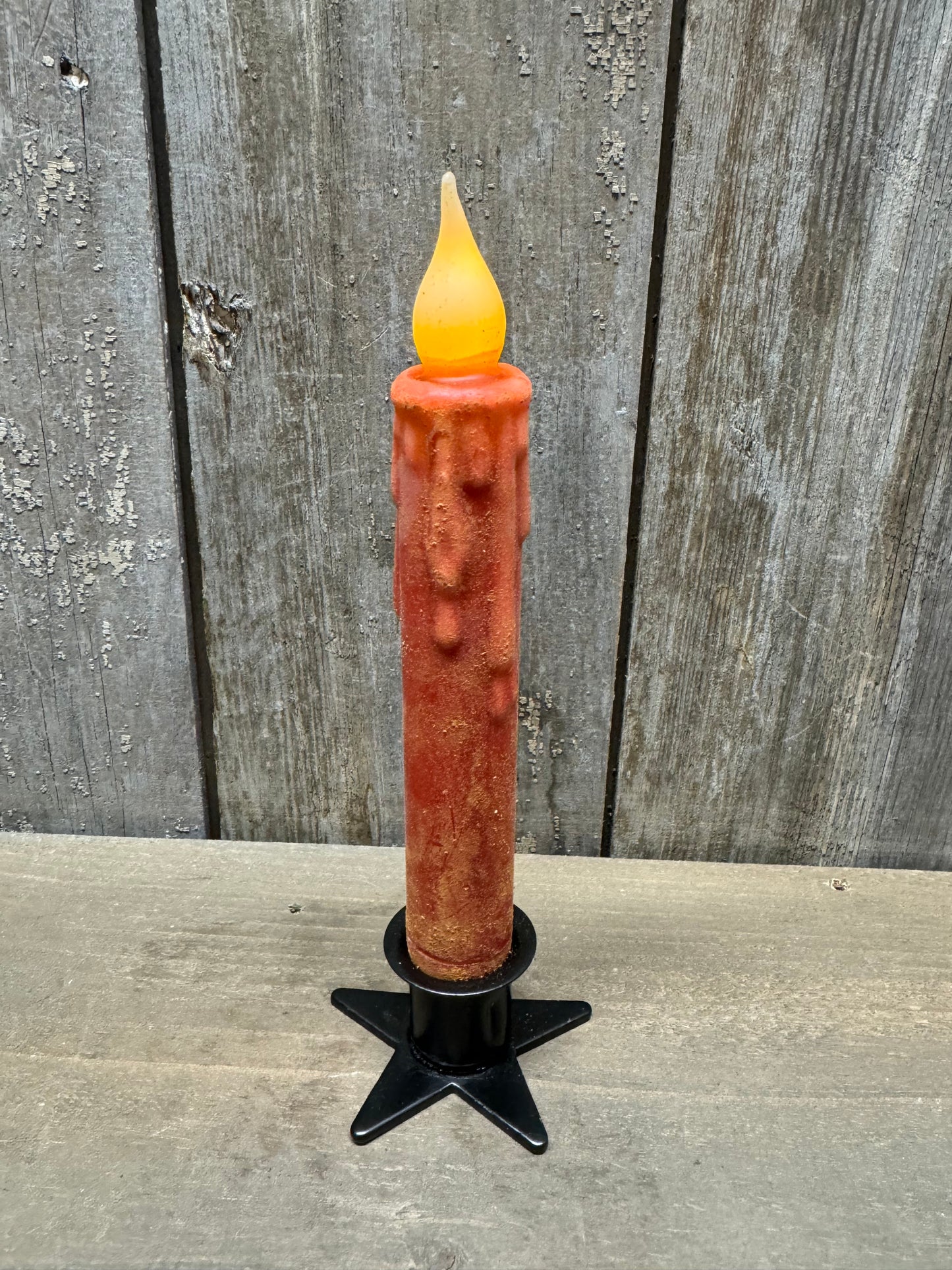 Taper Candle, 7", Wax Dipped, TIMER, RED