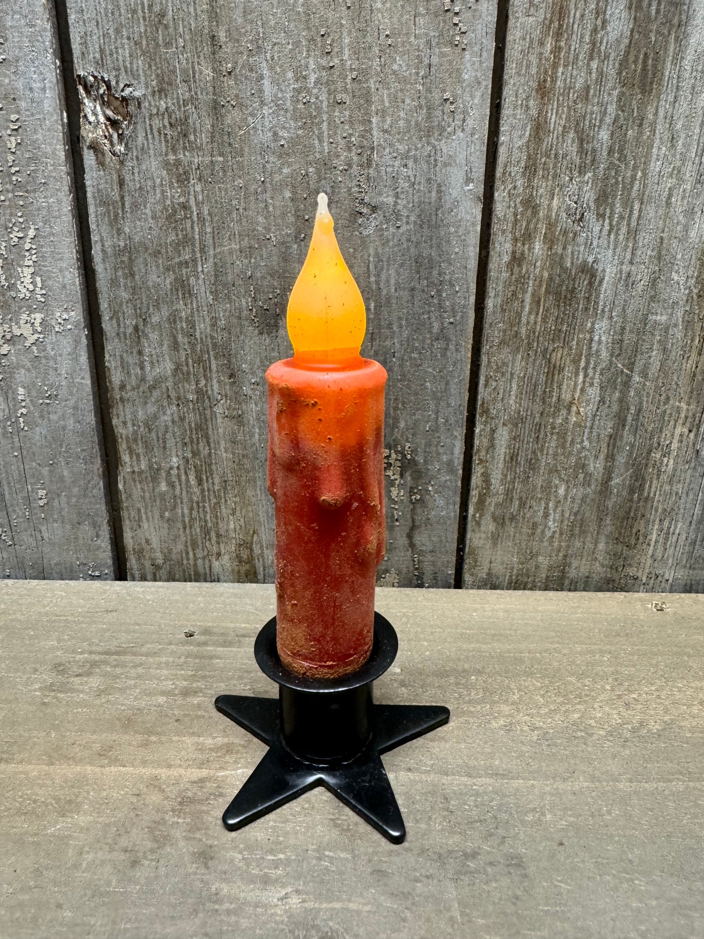 Taper Candle, 4", Wax Dipped, TIMER, RED