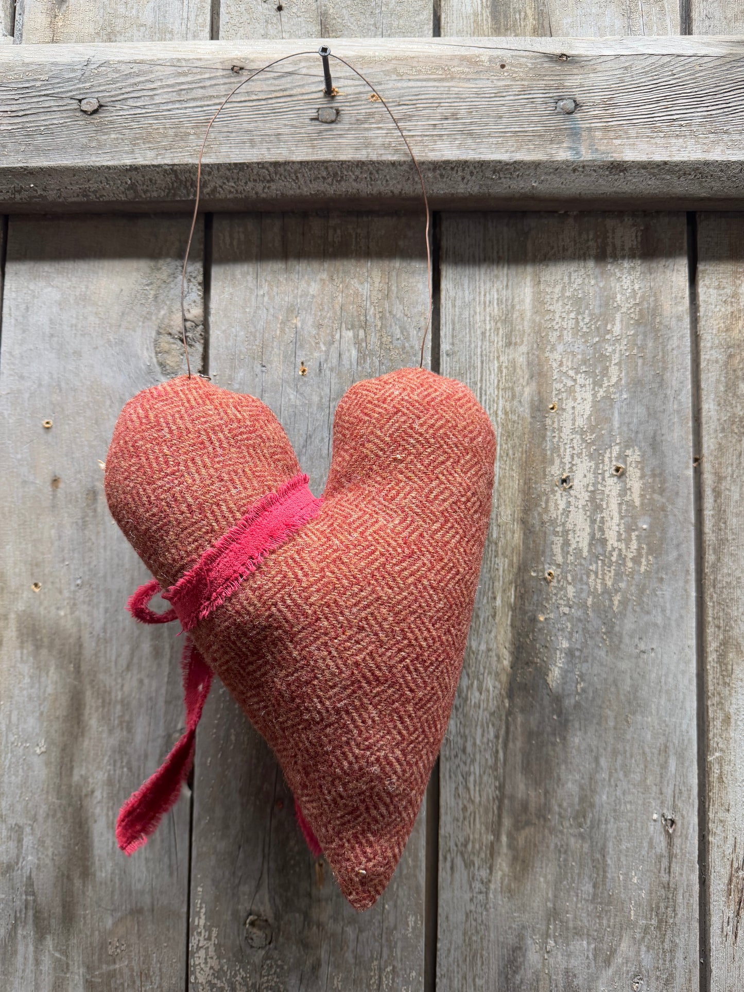 HEART HANGER, Wool & Velvet Ribbon, Assorted
