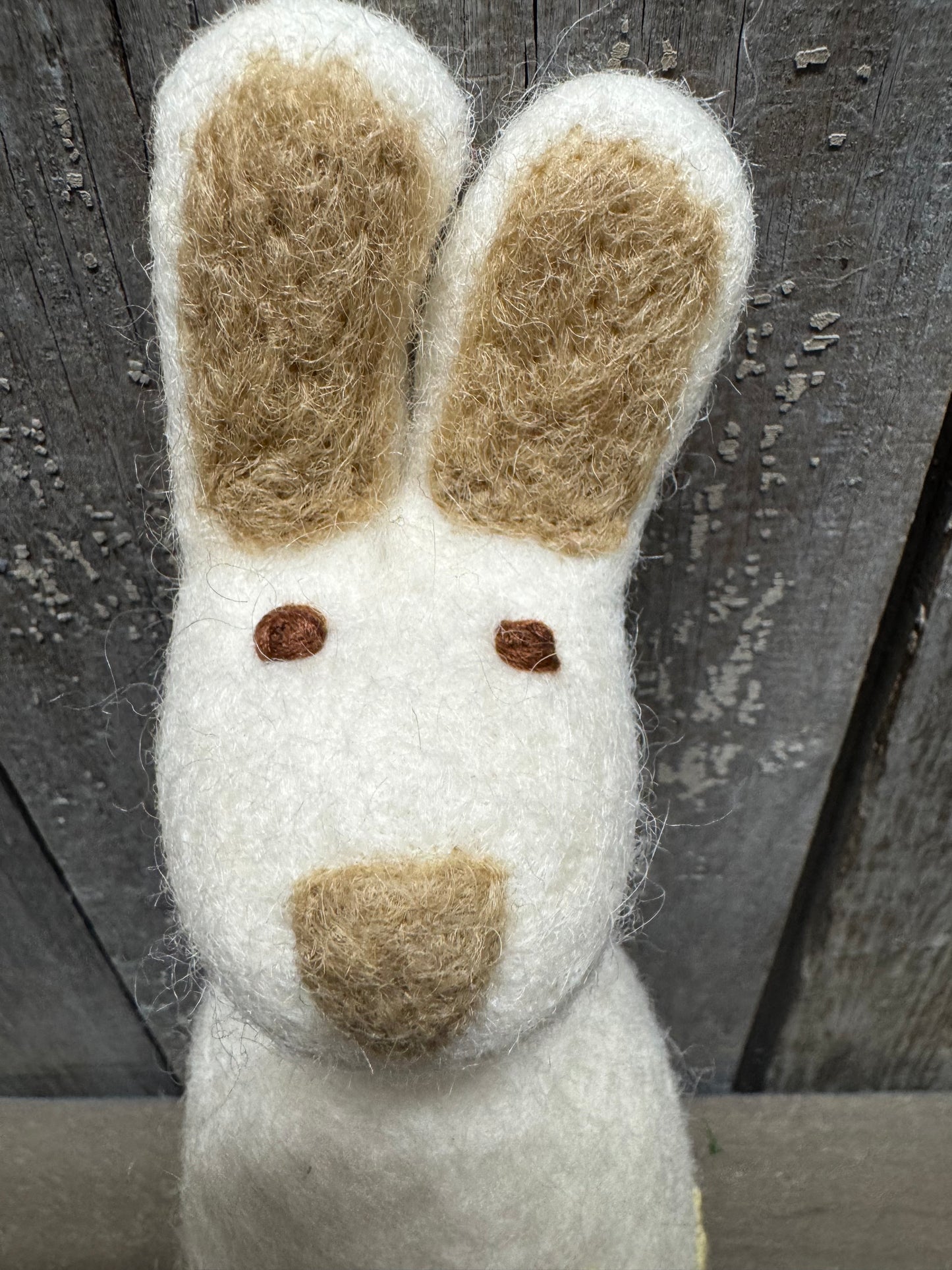 Bunny, Big, Felted, WHITE W/ FLOWER EMBROIDERY, Green, Yellow or White