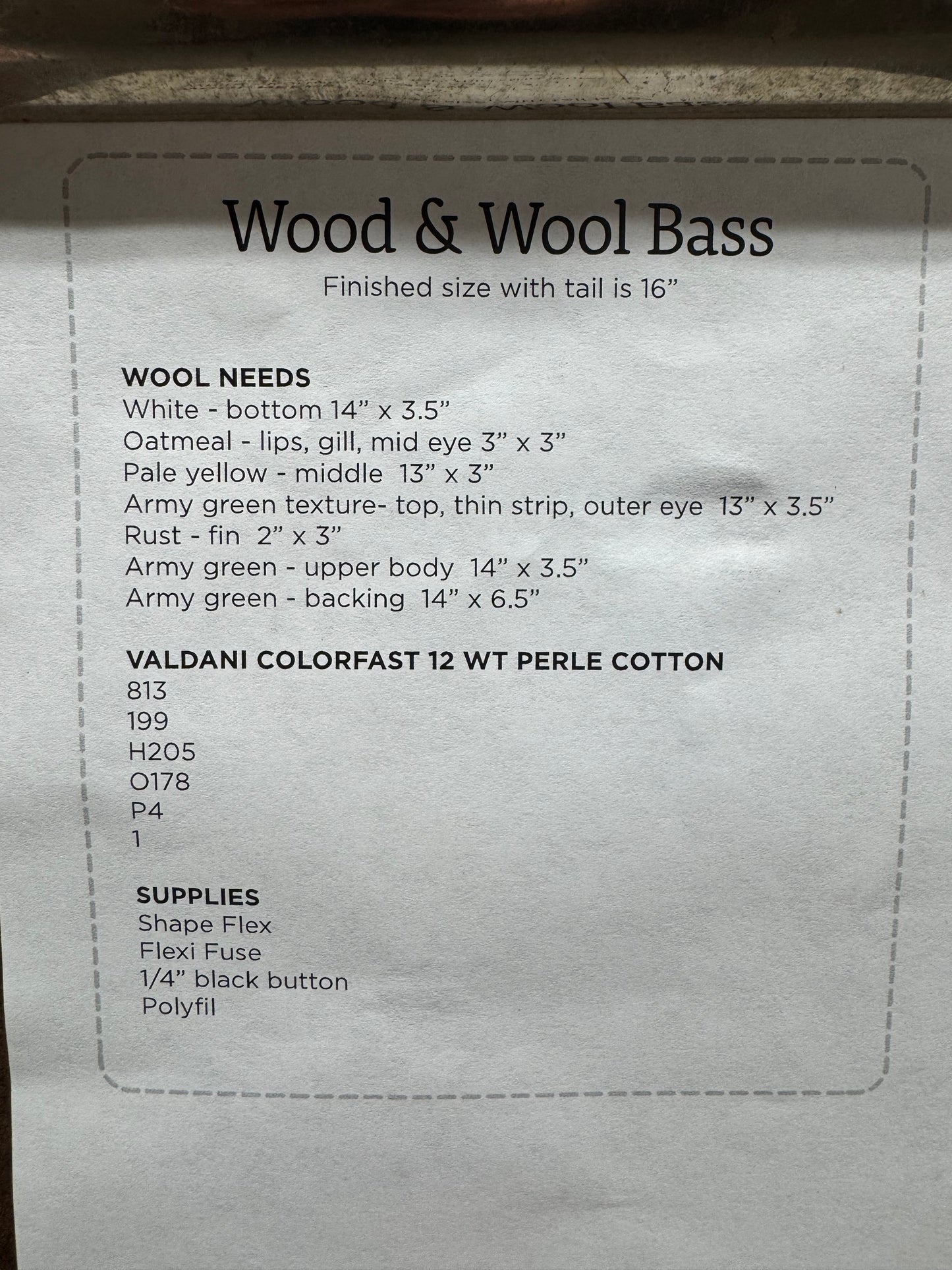 Pattern, WA, WOOD & WOOL BASS