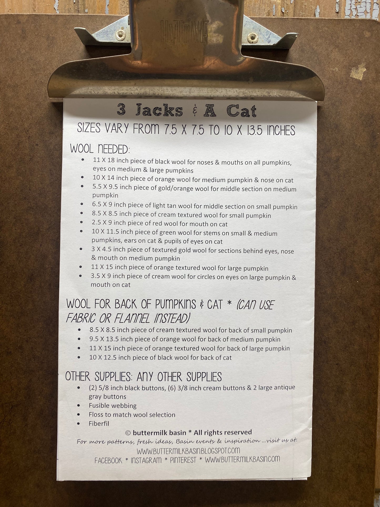 Pattern, 3 JACKS & A CAT