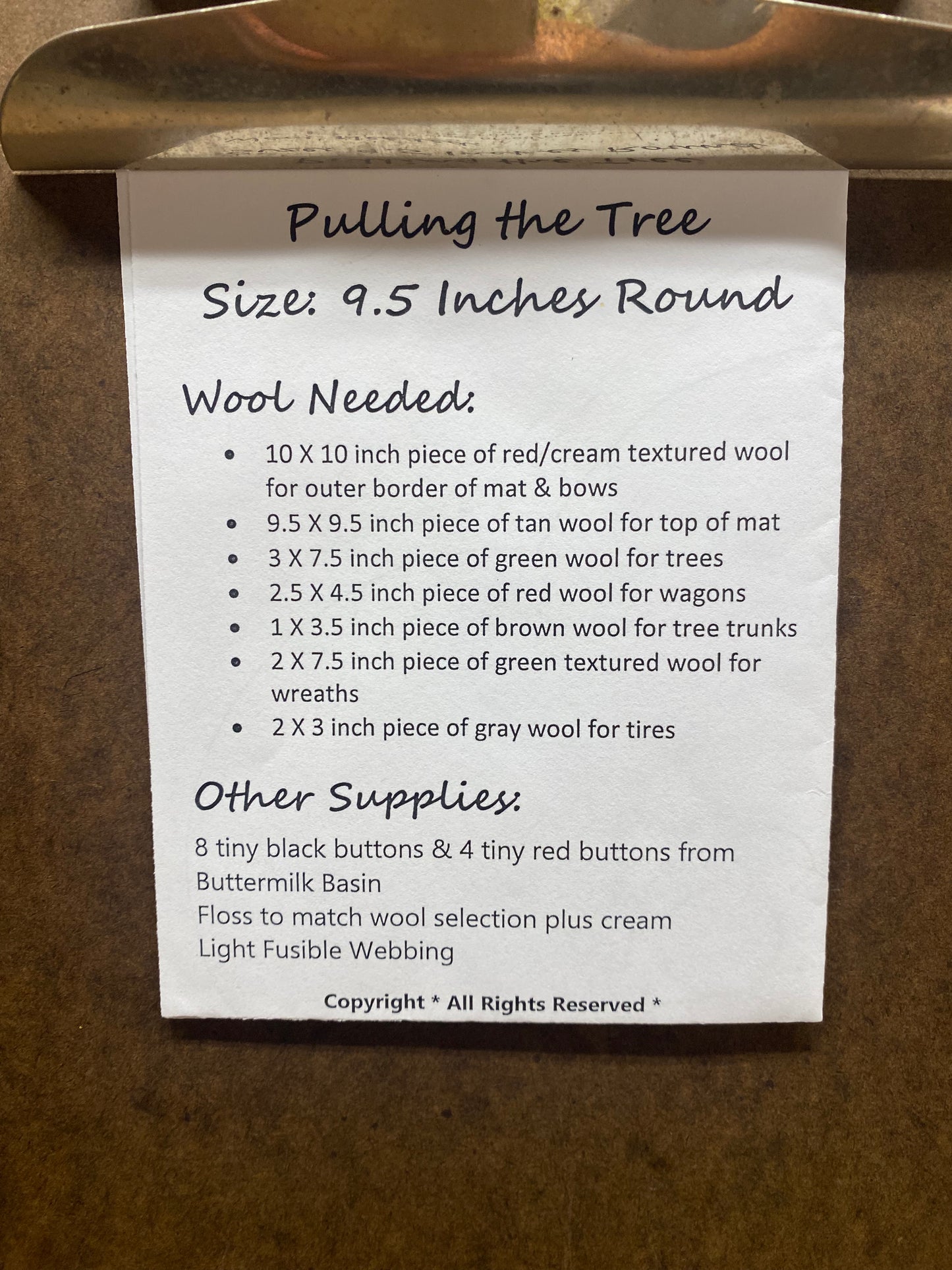 Pattern, PULLING THE TREE