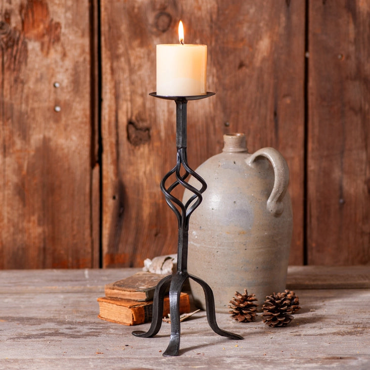 Candle Holder, Pillar, 15", WROUGHT IRON