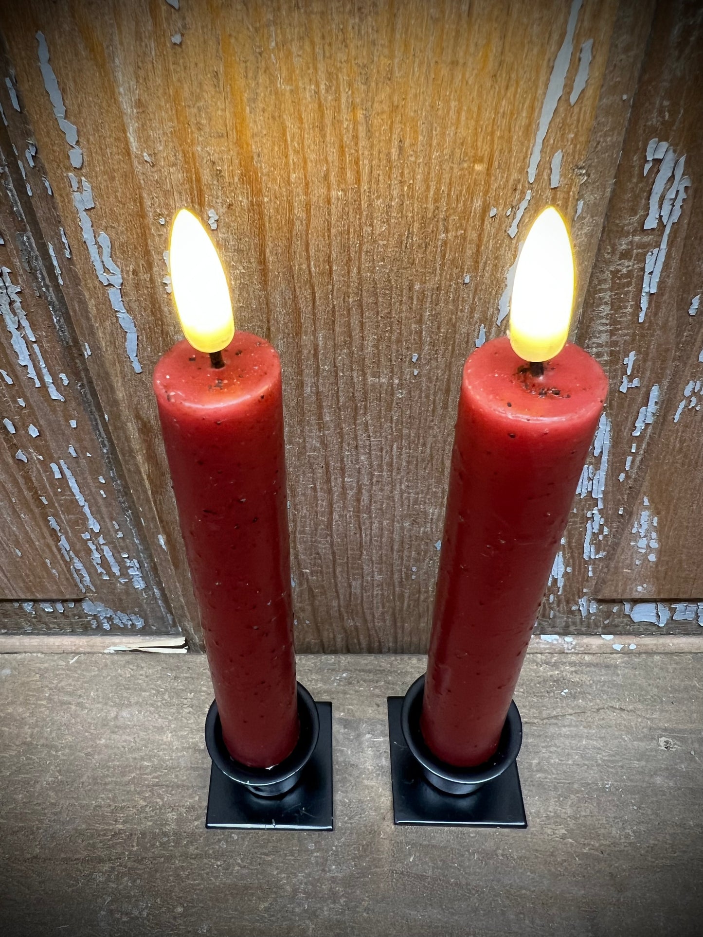 3D Flame Taper Set/2, 7.25”, RED