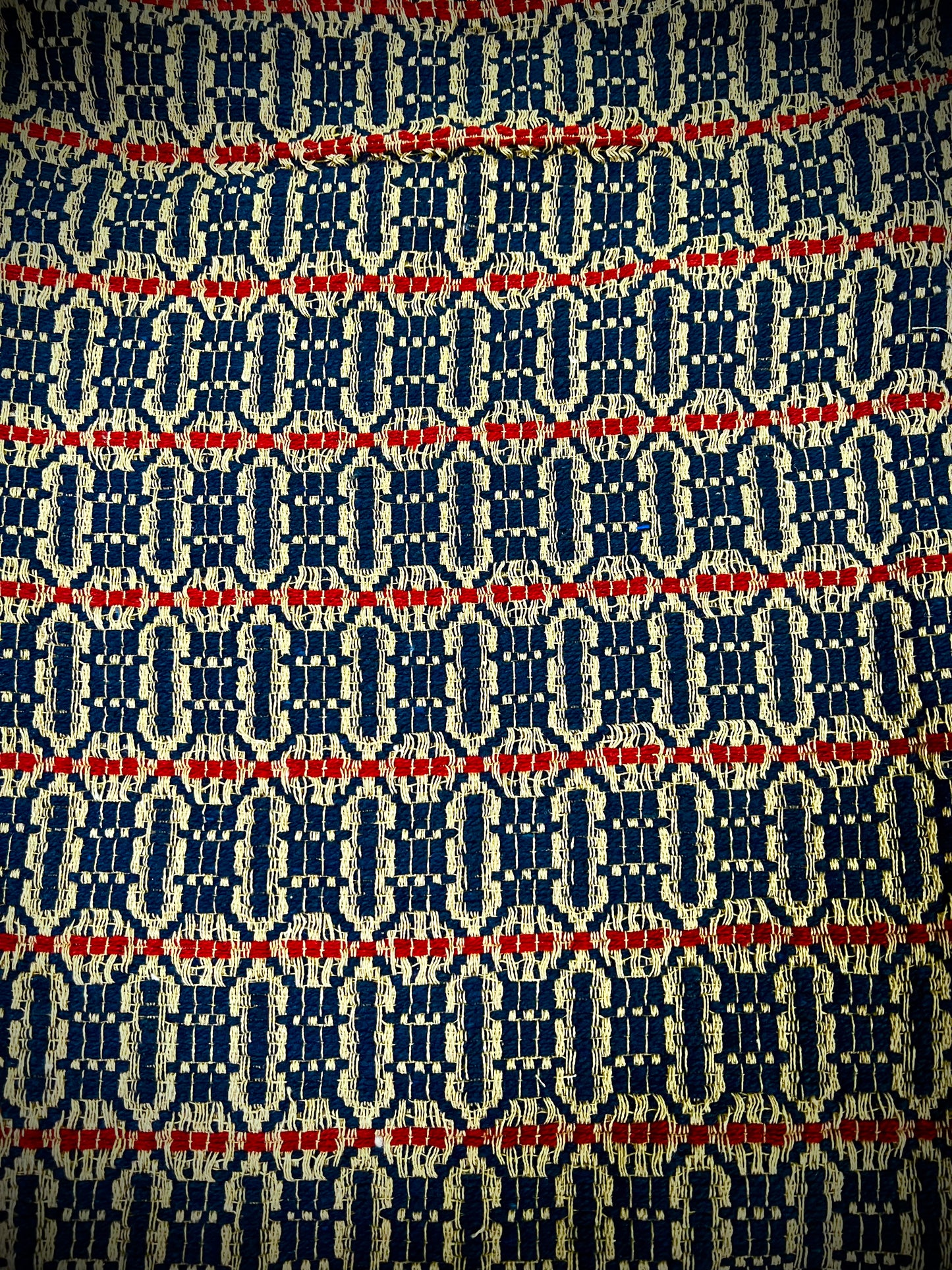 ACORN WEAVE, Navy/Tan/Red
