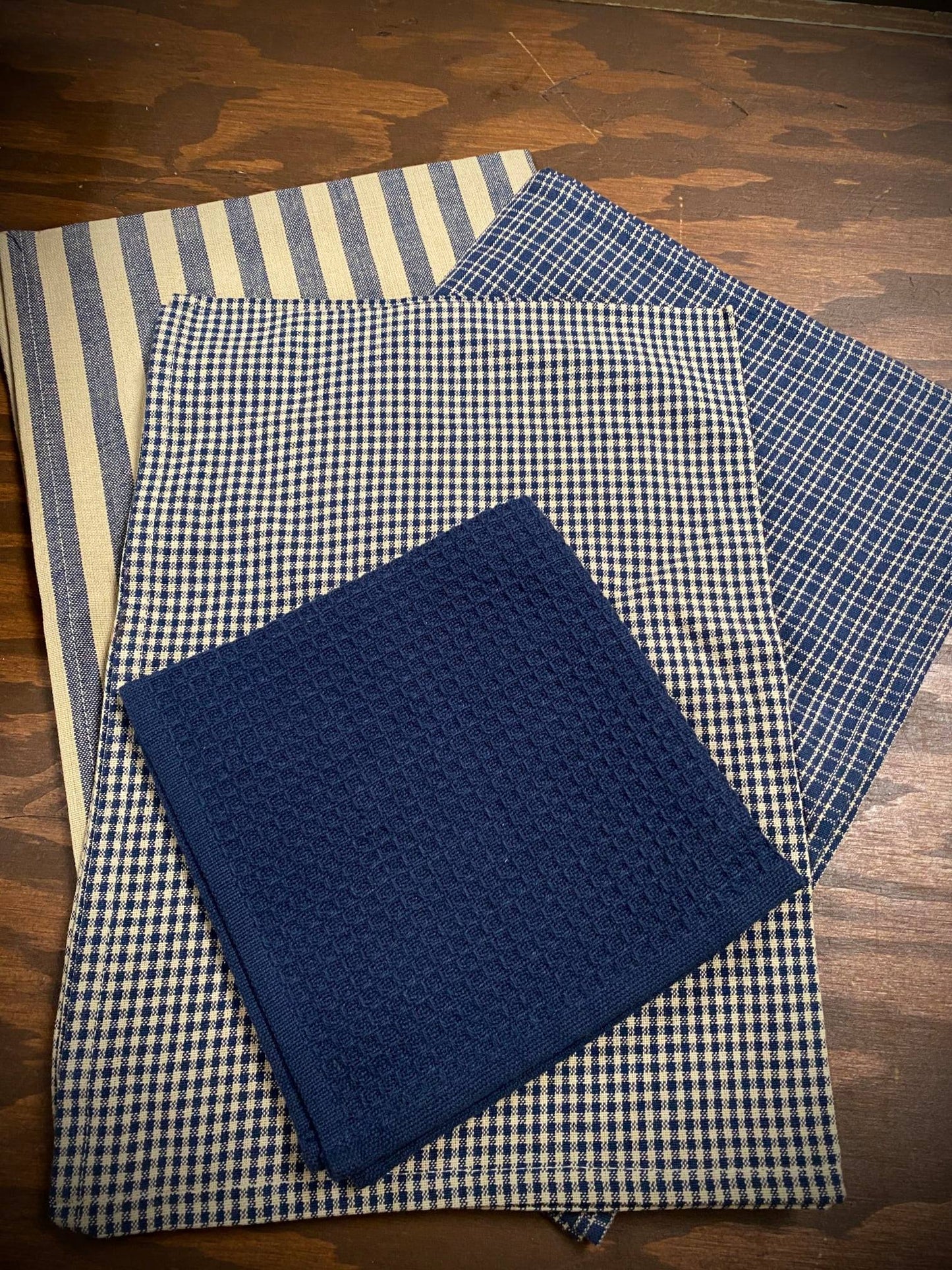 Tea Towel, Reverse Double Pane, NAVY/TEA DYE