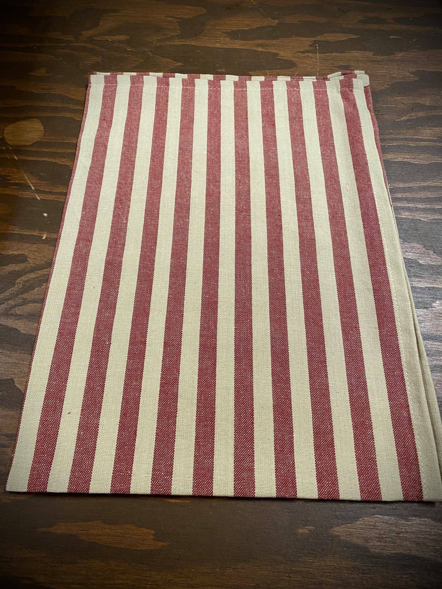 Tea Towel, Country Stripe, RED/TEA DYE