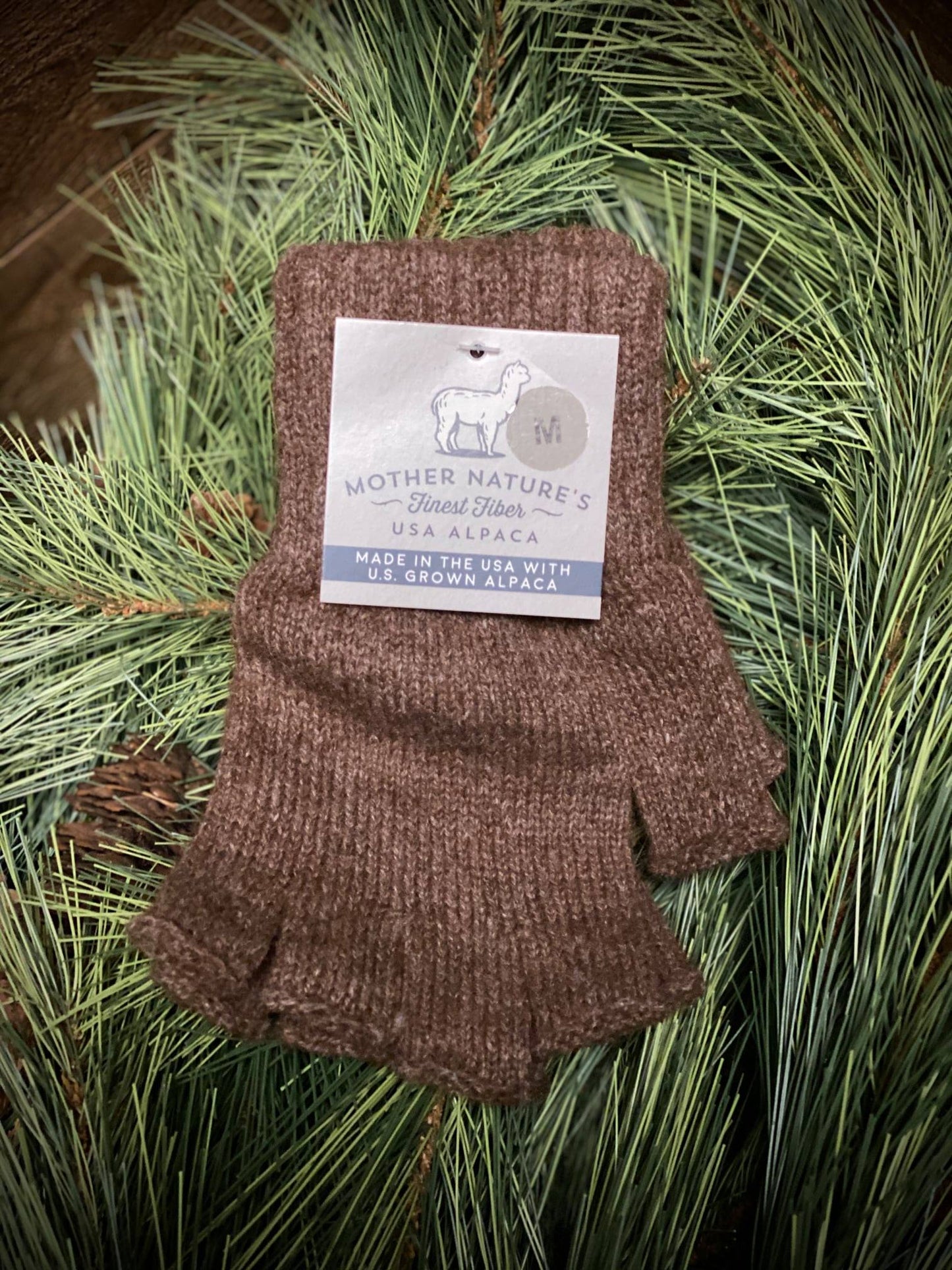 Fingerless Gloves, Brown, Medium