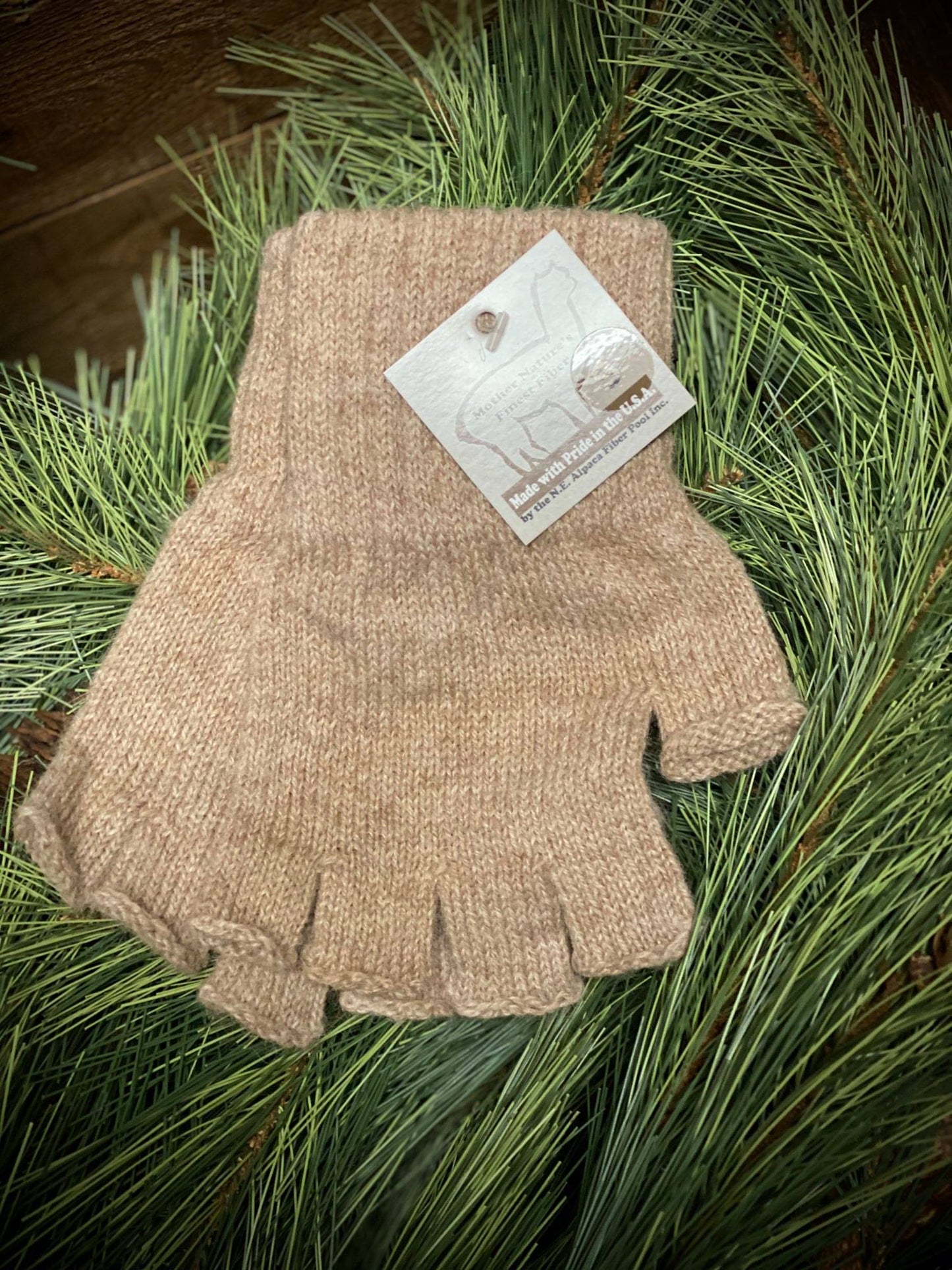 Fingerless Gloves, Fawn, Small