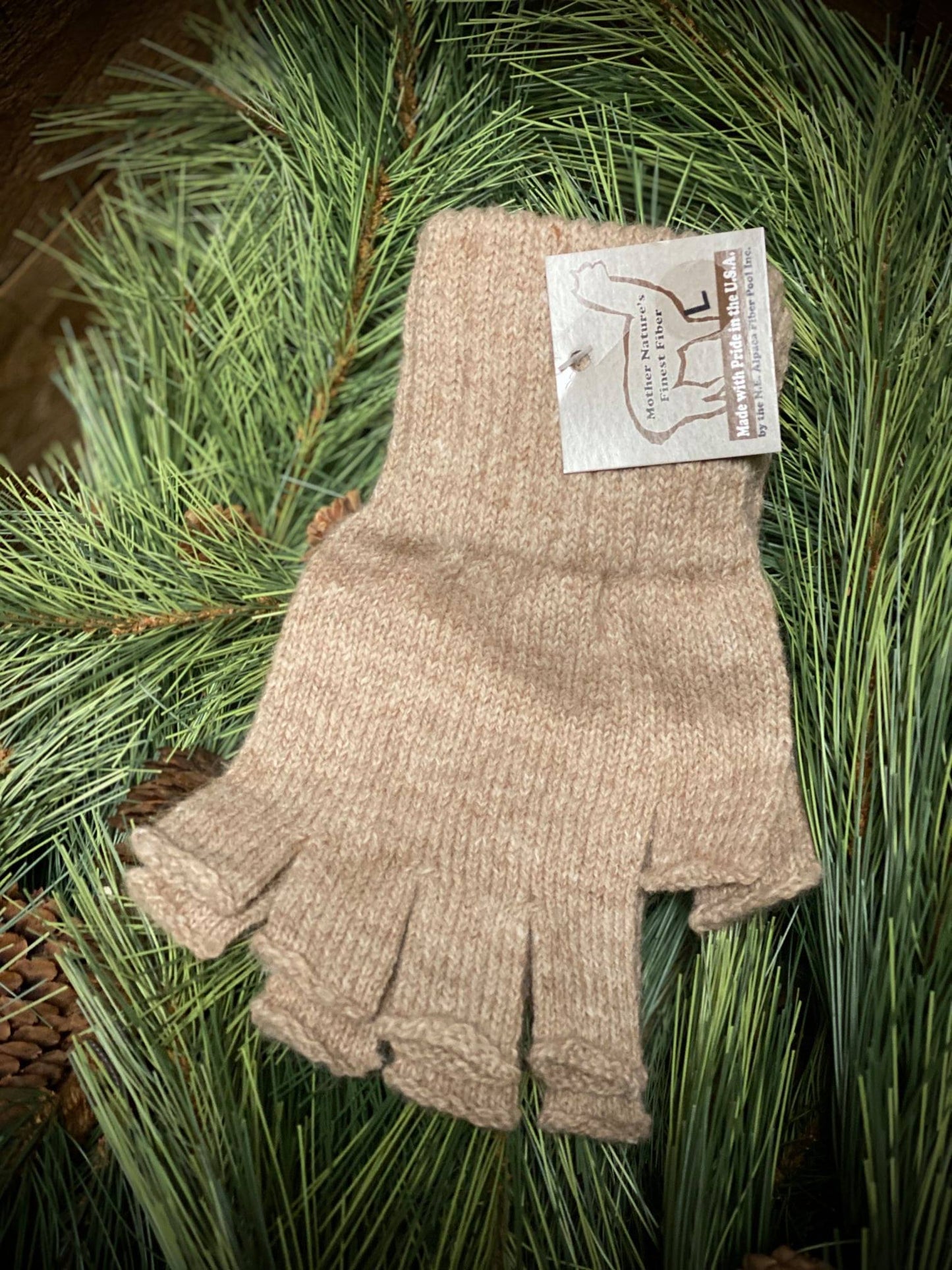 Fingerless Gloves, Fawn, LG