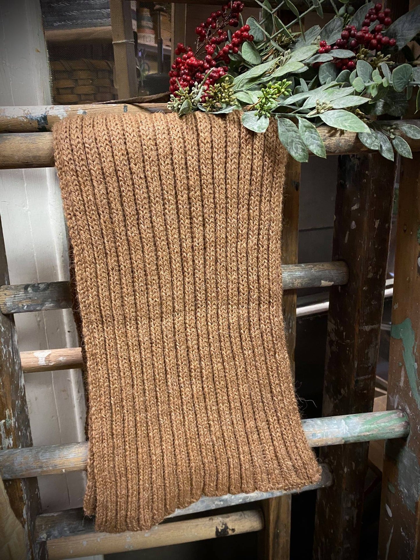 Chunky Rib Alpaca Scarf, Fawn