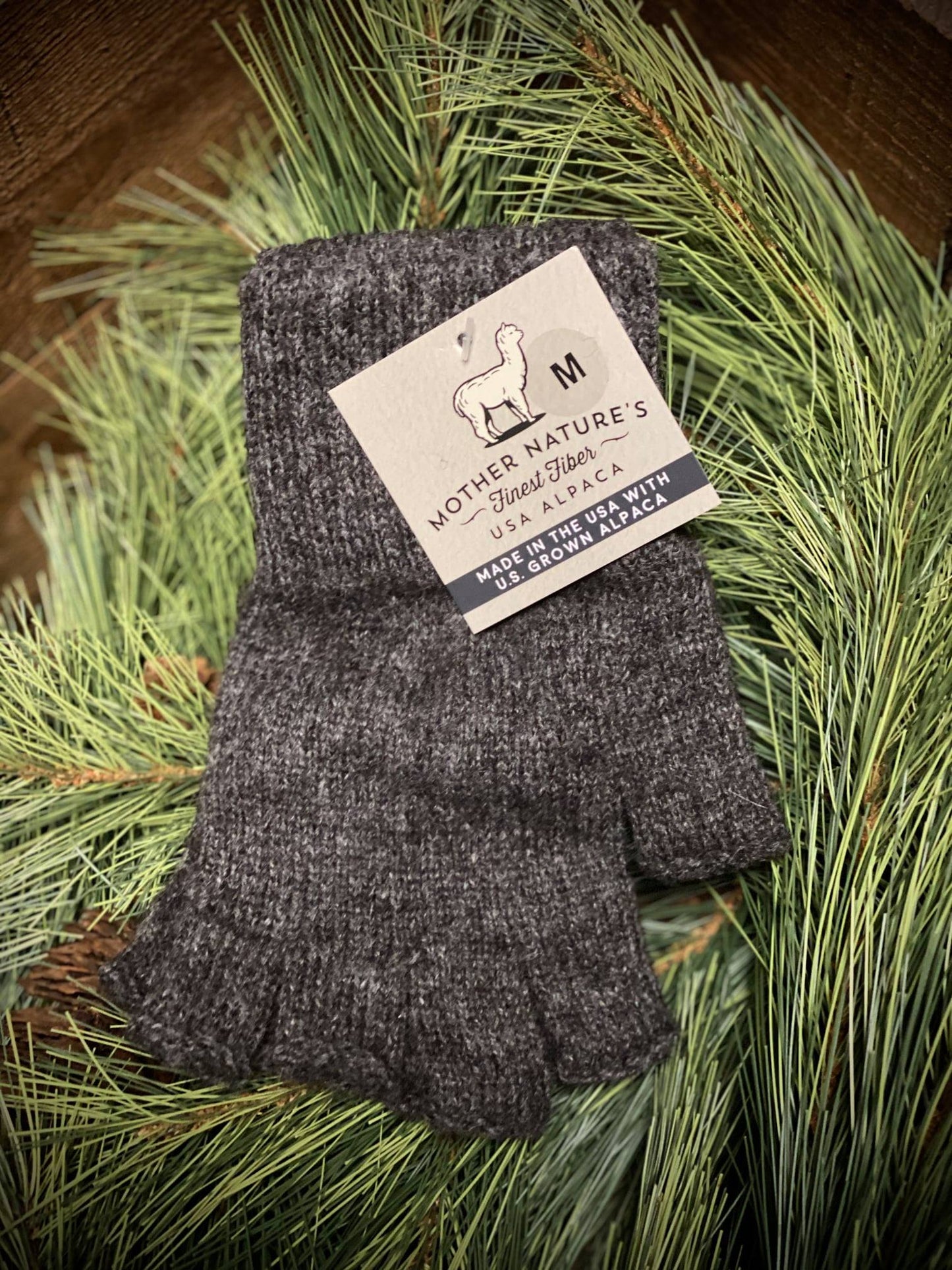 Fingerless Gloves, Dark Grey, Medium