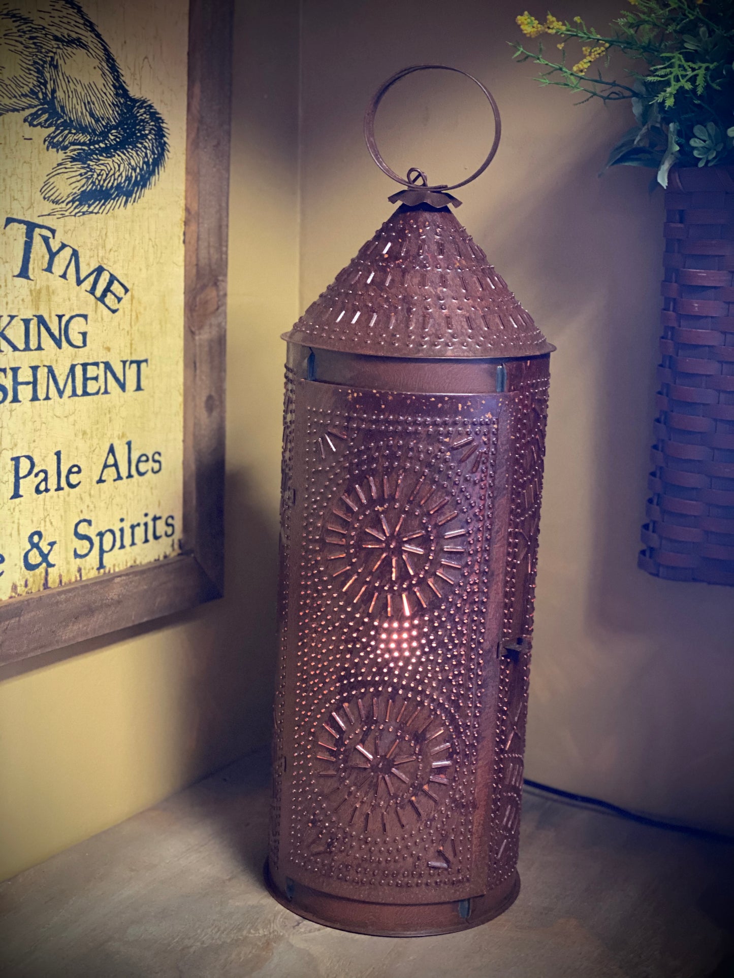 Lantern, 22", Rusty, CHIMNEY