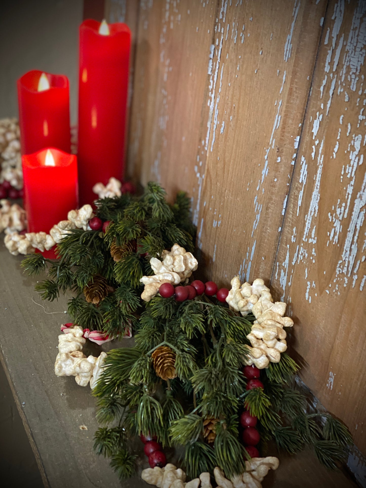 Garland, 9', POPCORN/CRANBERRY