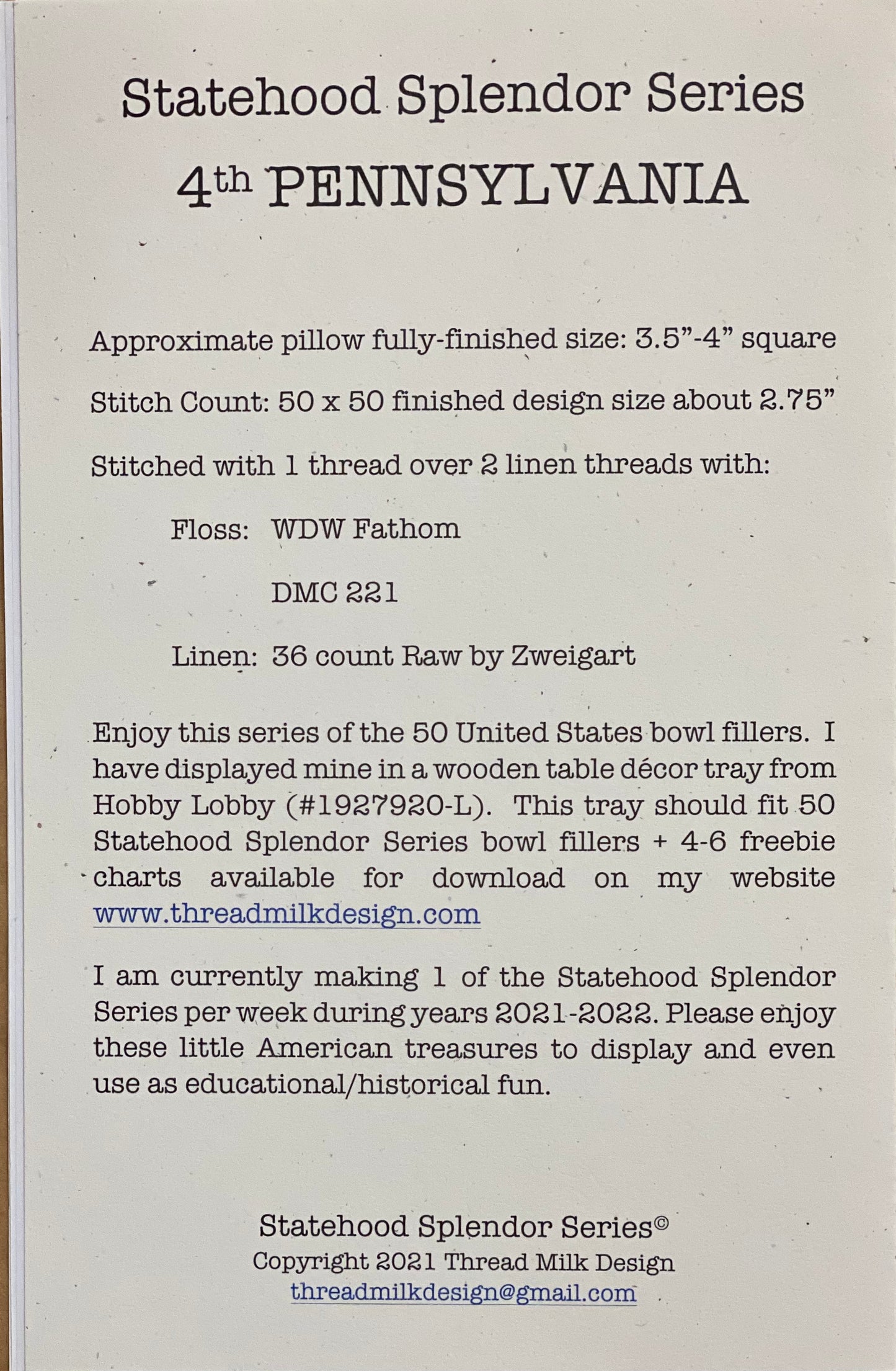 PENNSYLVANIA, Cross Stitch Chart