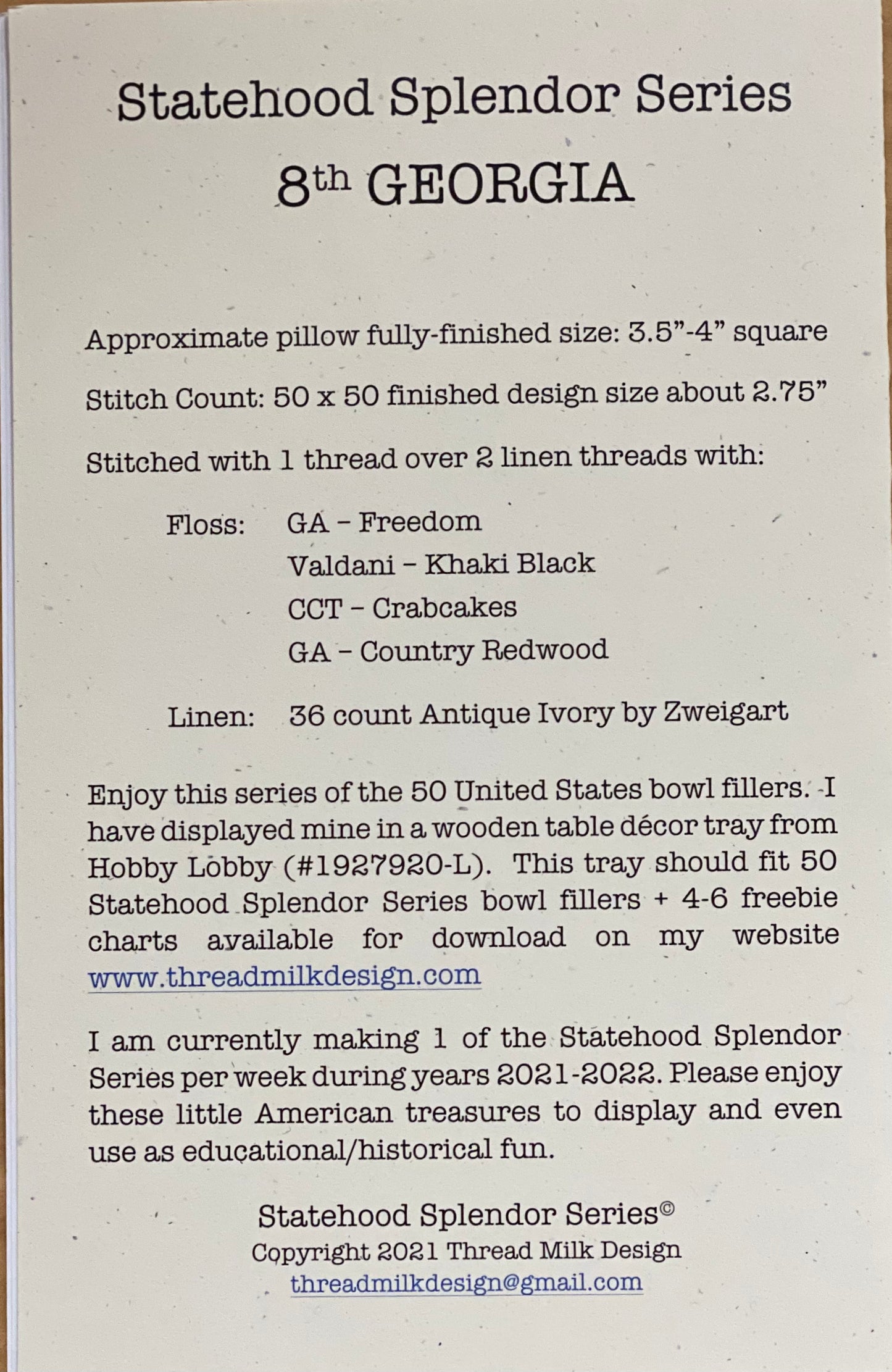 GEORGIA, Cross Stitch Chart