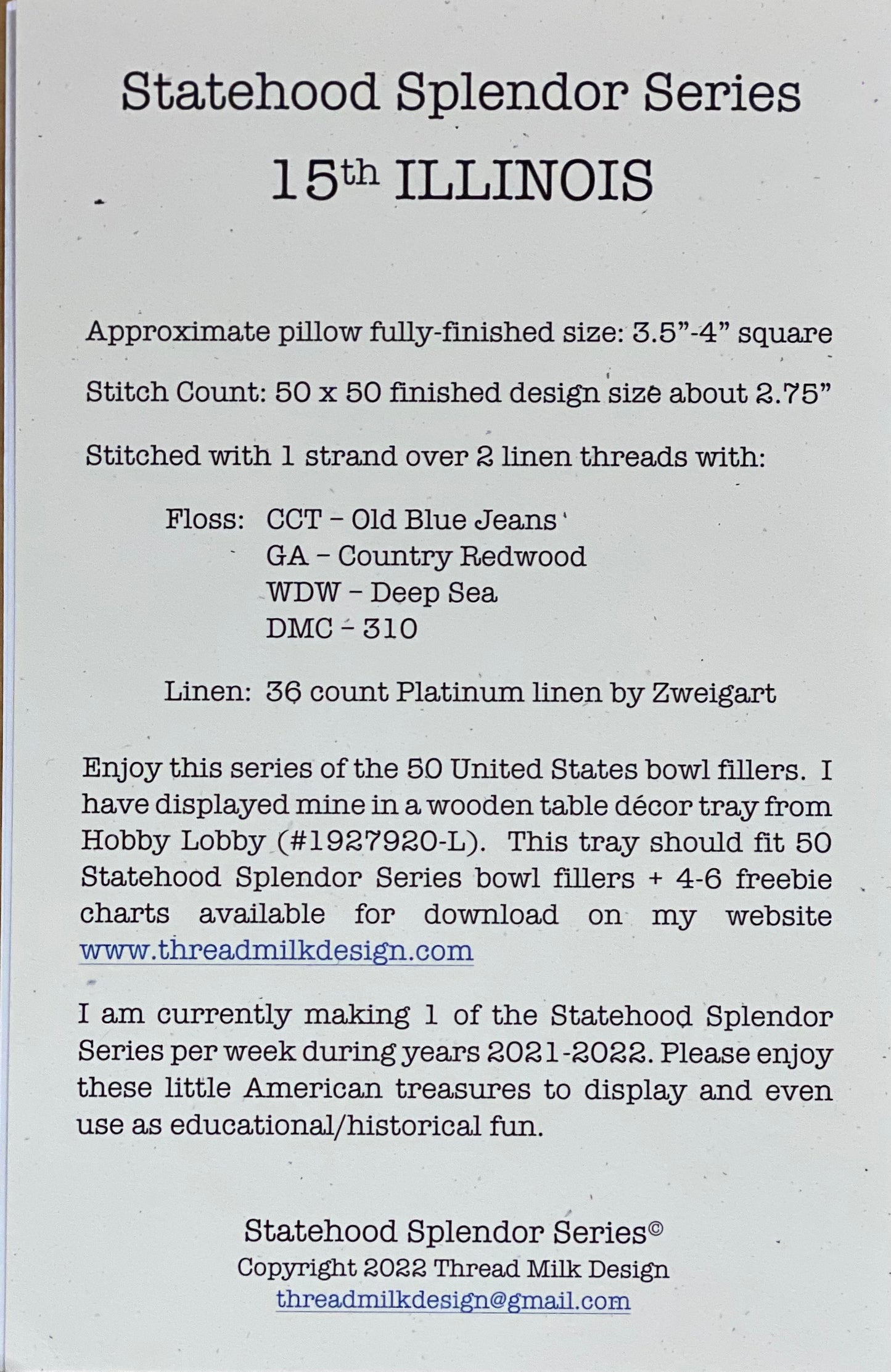 ILLINOIS, Cross Stitch Chart