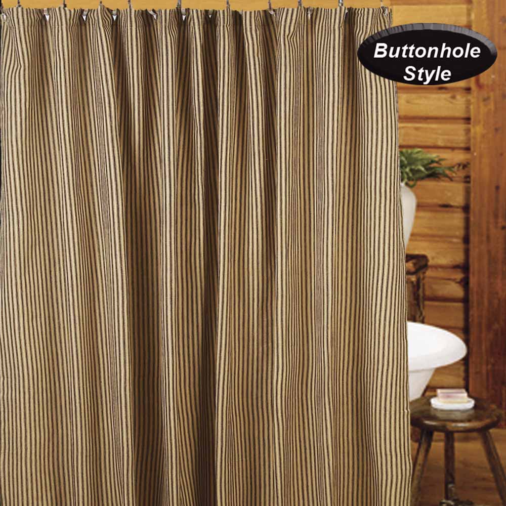 Shower Curtain, York Ticking, BLACK